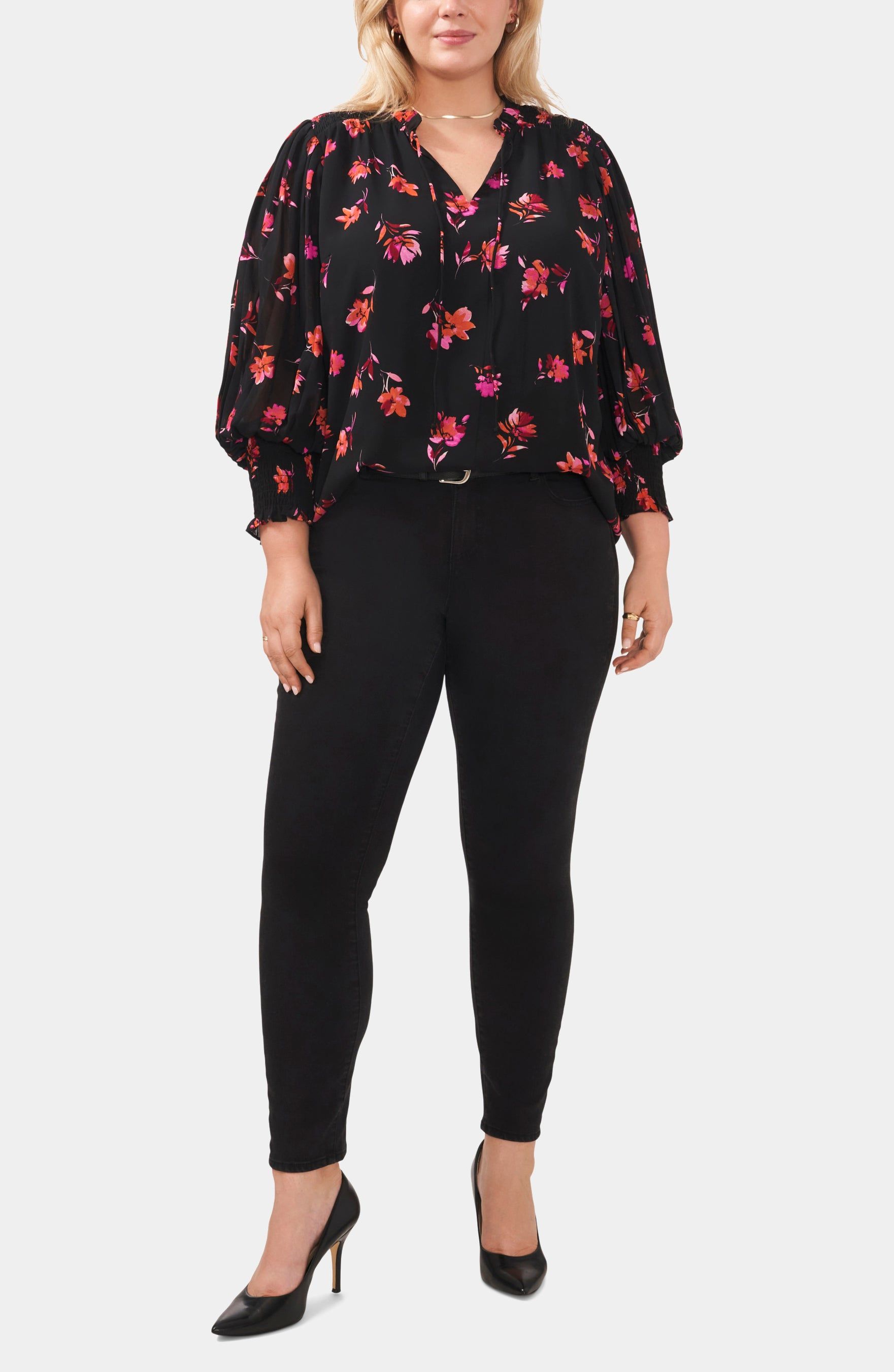 Pleated Sleeve Smocked Detail Blouse sold by Lord & Taylor product image thumbnail 4