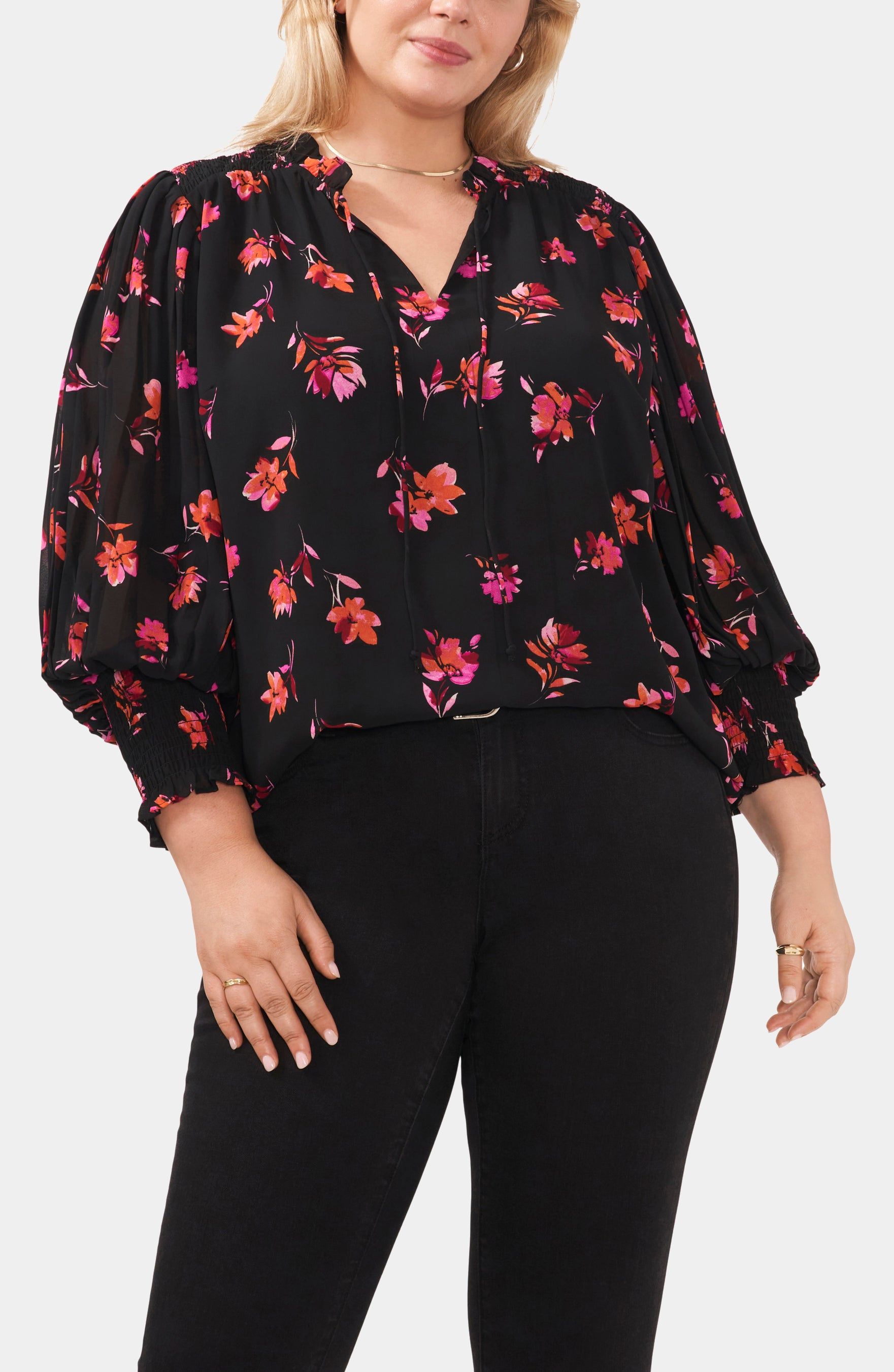 Pleated Sleeve Smocked Detail Blouse sold by Lord & Taylor