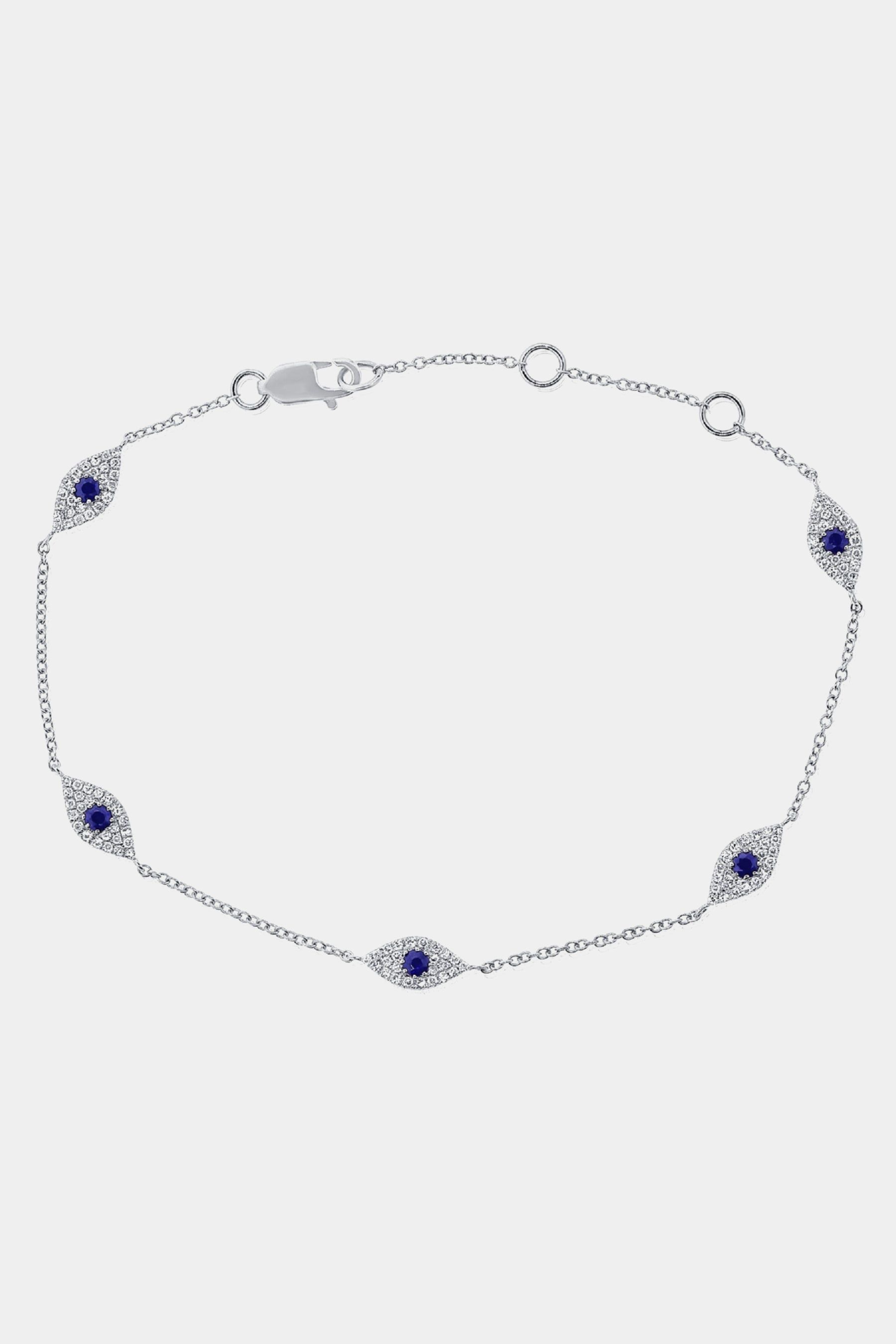 14K Gold Sapphire & Diamond Evil Eye Bracelet sold by Lord & Taylor