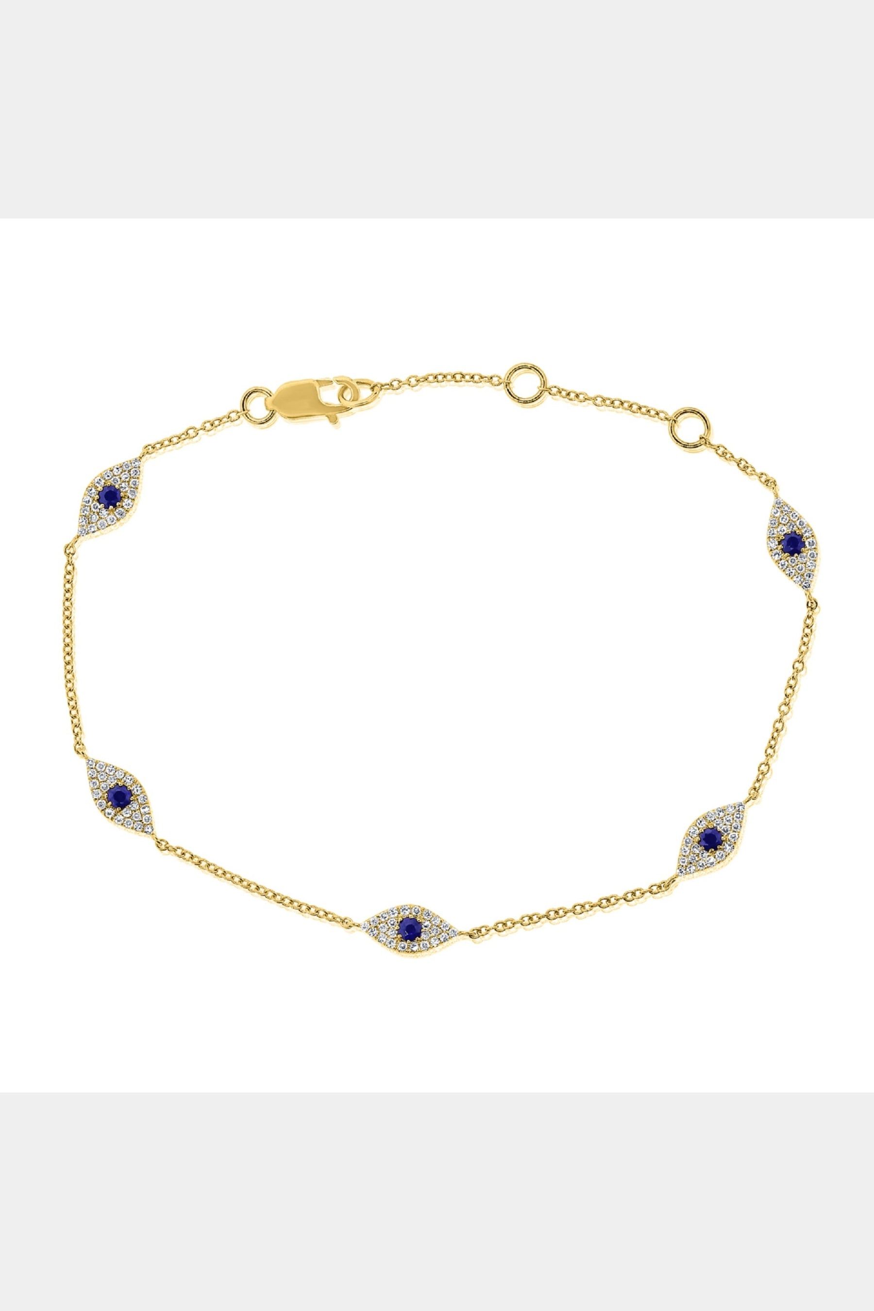 14K Gold Sapphire & Diamond Evil Eye Bracelet sold by Lord & Taylor product image thumbnail 2