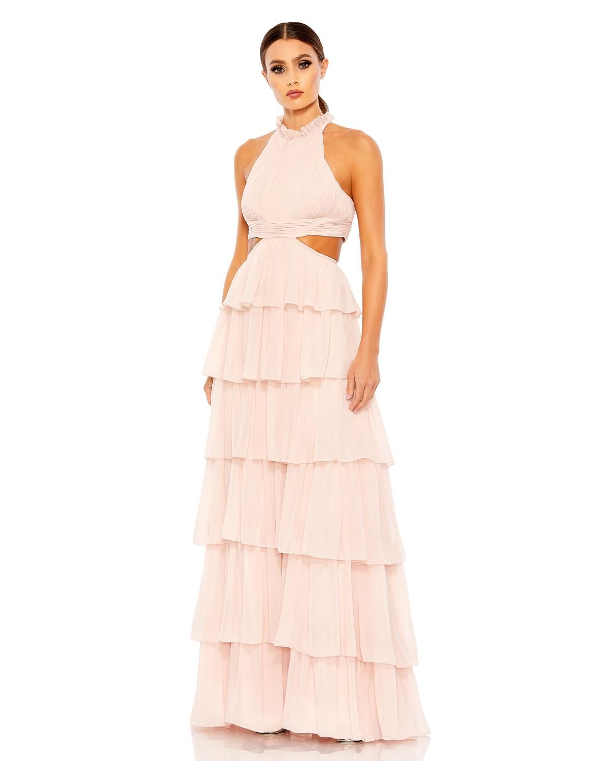 Tiered Ruffle Pleated High Neck Ball Gown sold by Lord & Taylor