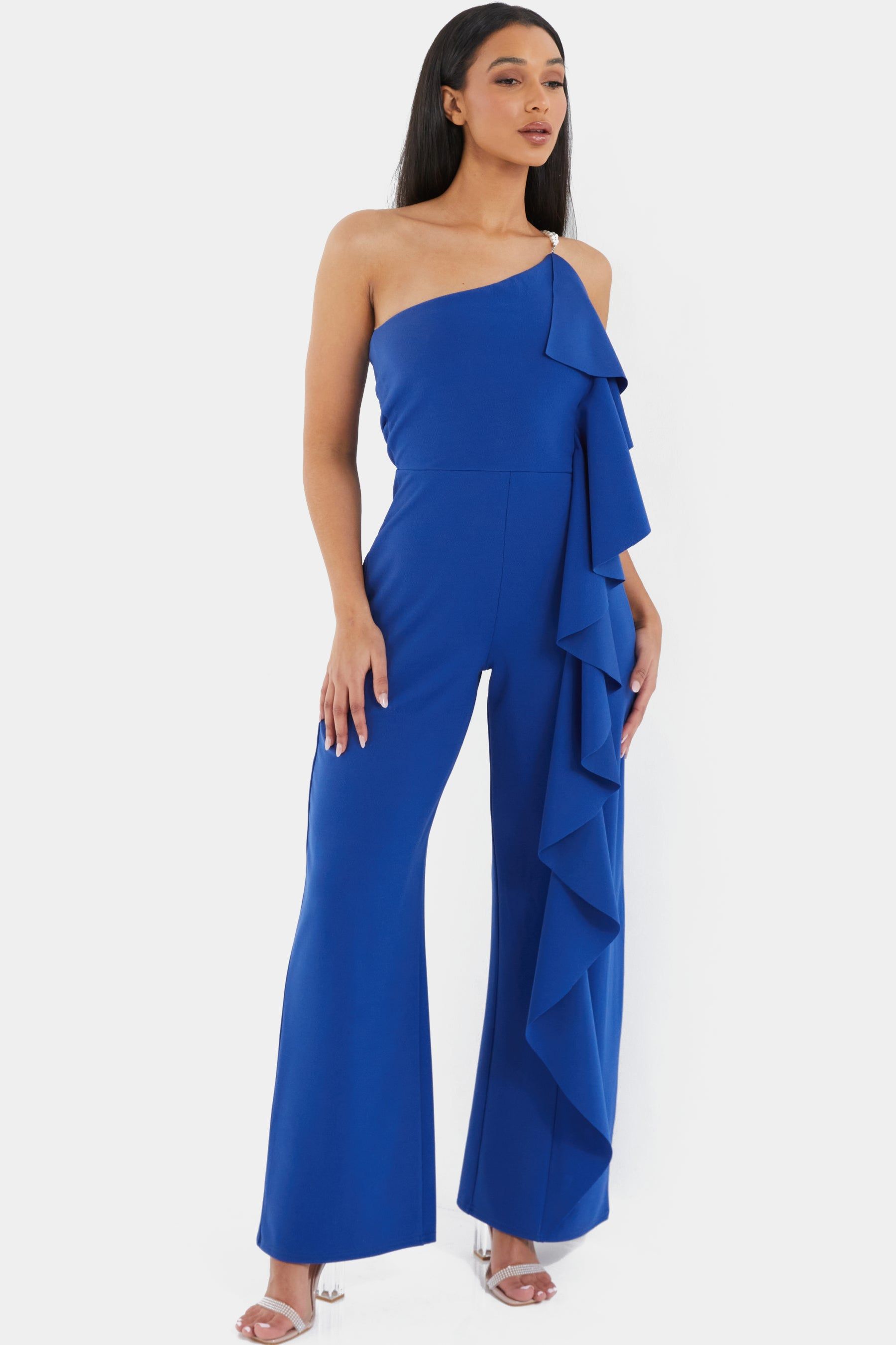 One Shoulder Frill Palazzo Jumpsuit sold by Lord & Taylor