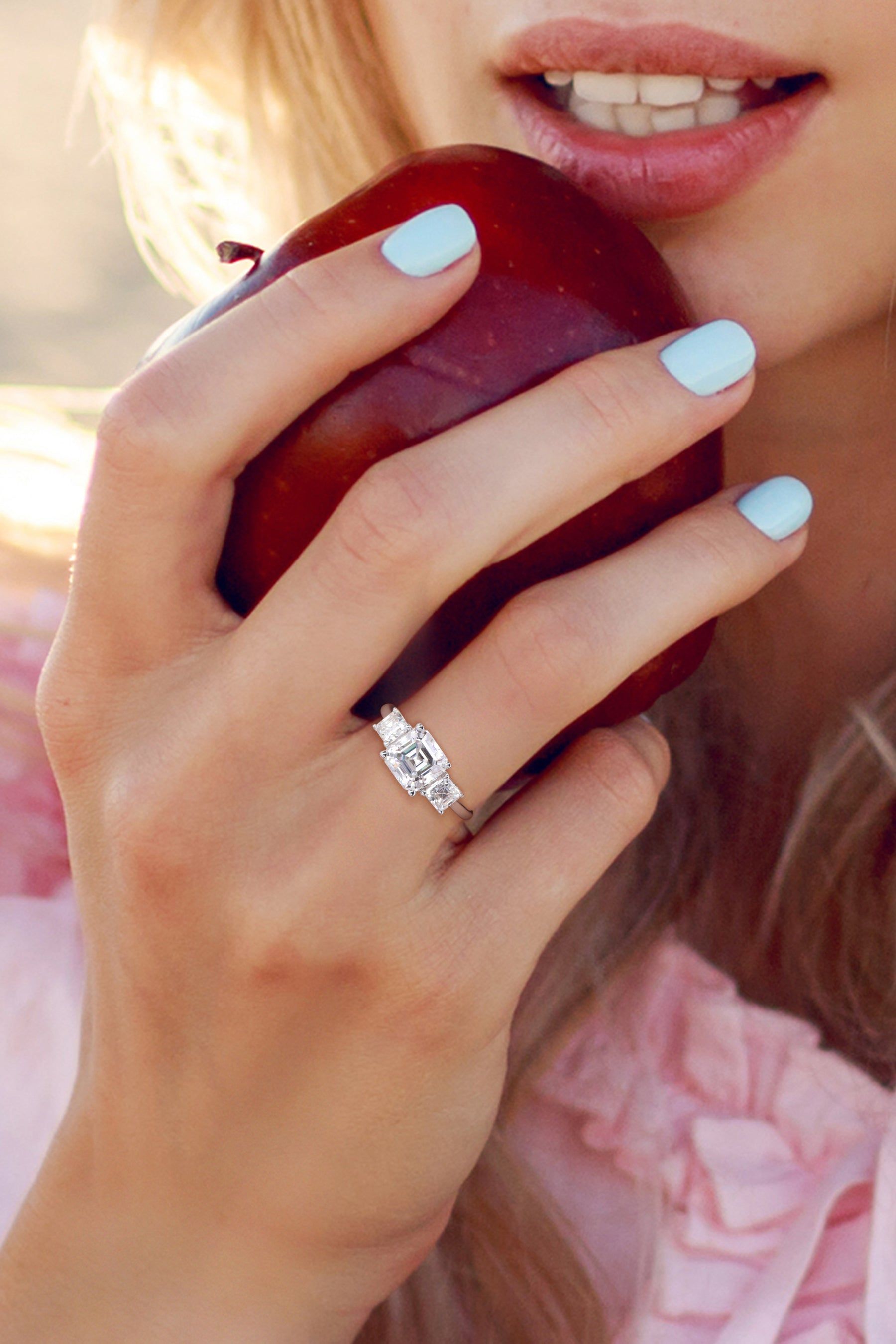 Moissanite Three Stone Ring in Sterling Silver sold by Lord & Taylor product image thumbnail 5