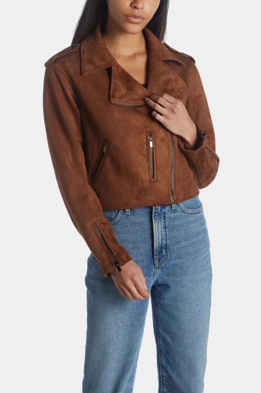 Jackie Bonded Faux Suede Moto Jacket sold by Lord & Taylor
