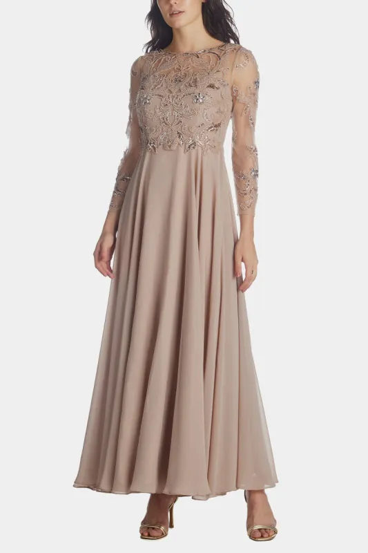 Beaded Top Long Chiffron Skirt Dress sold by Lord & Taylor