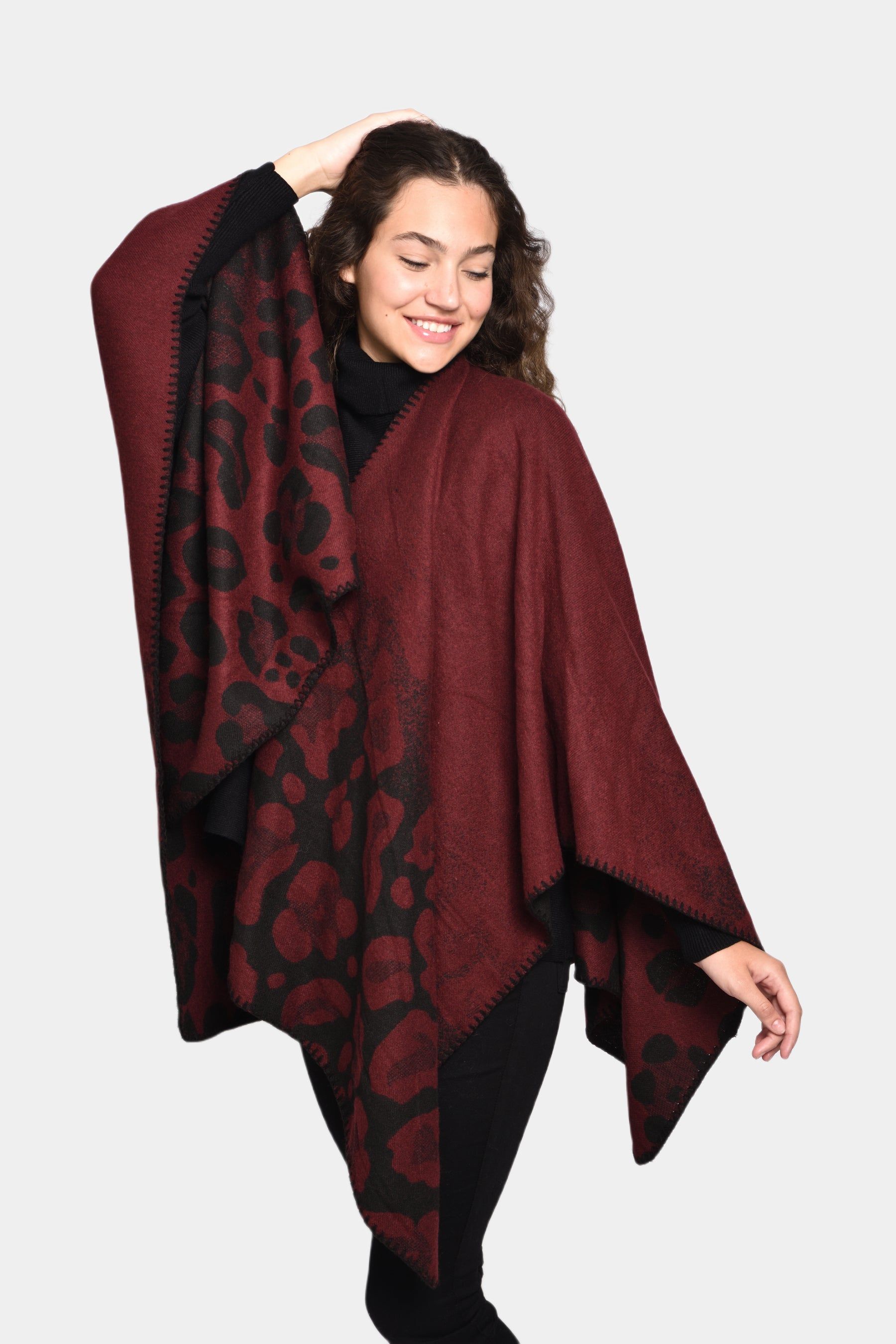 Reversible Animal Print Ruana sold by Lord & Taylor product image thumbnail 2