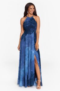 Long Halter Print Chiffon Wrap Dress sold by Lord & Taylor