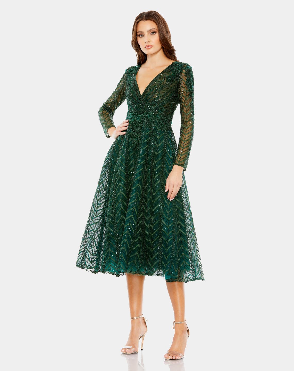 Embellished Long Sleeve Wrap Over Dress sold by Lord & Taylor product image thumbnail 4