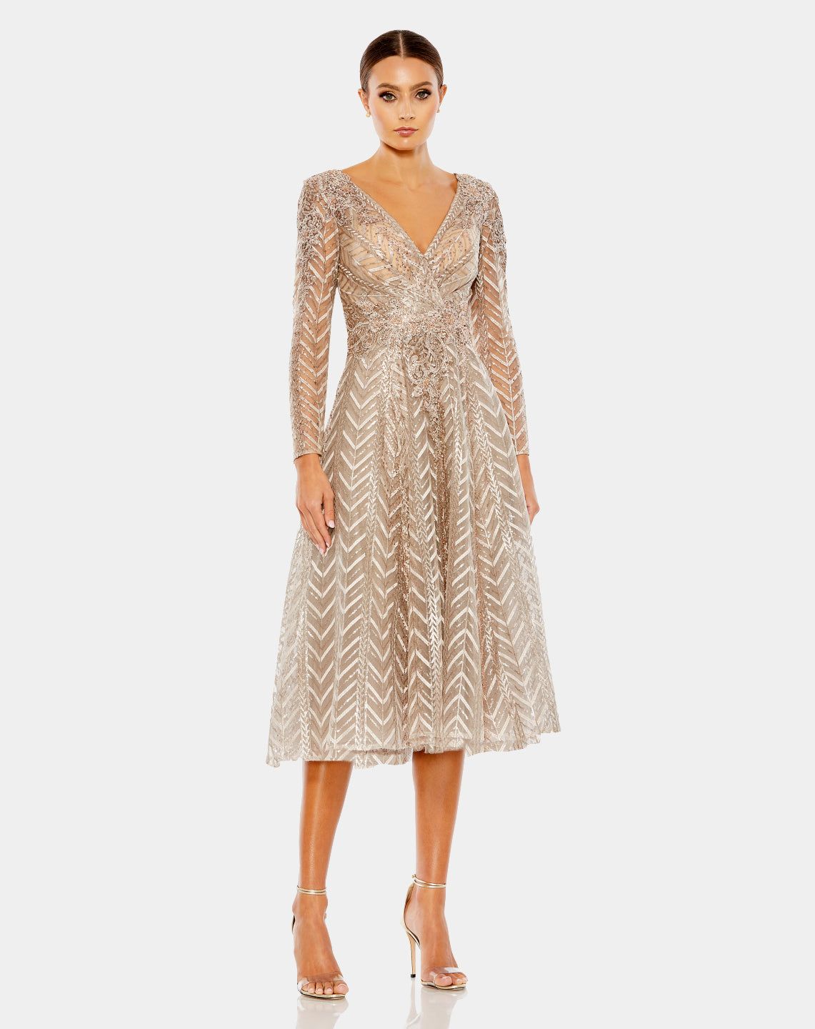 Embellished Long Sleeve Wrap Over Dress sold by Lord & Taylor