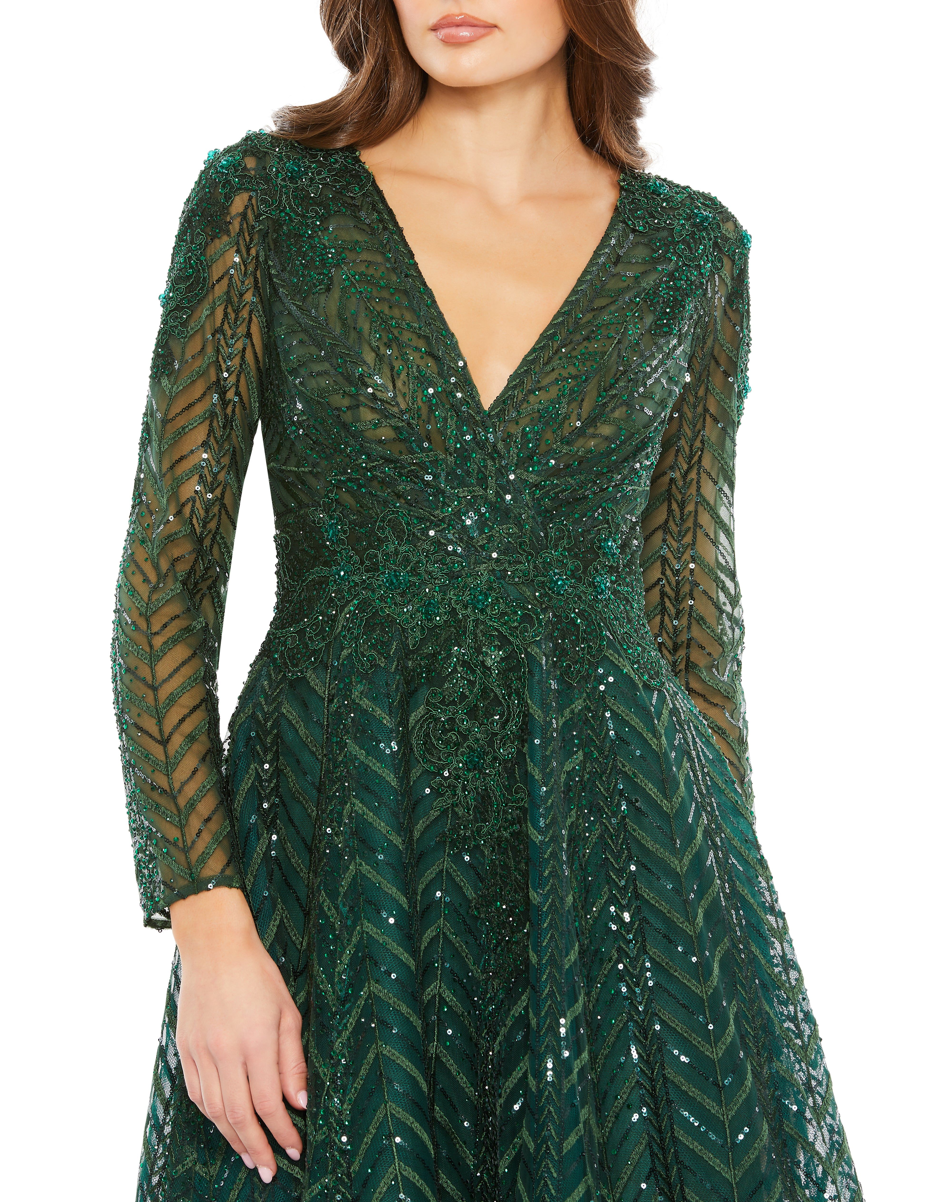 Embellished Long Sleeve Wrap Over Dress sold by Lord & Taylor product image thumbnail 2