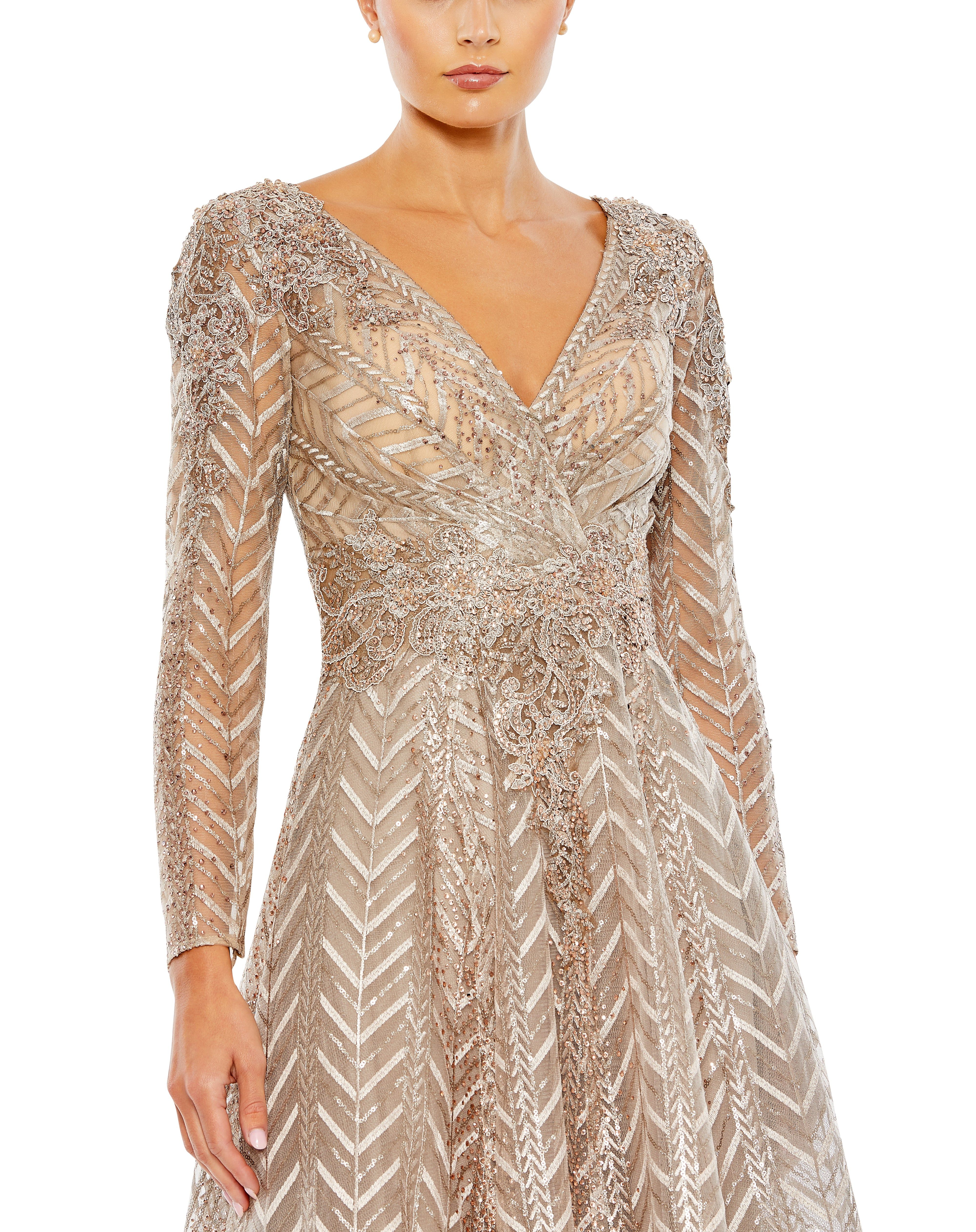 Embellished Long Sleeve Wrap Over Dress sold by Lord & Taylor product image thumbnail 7