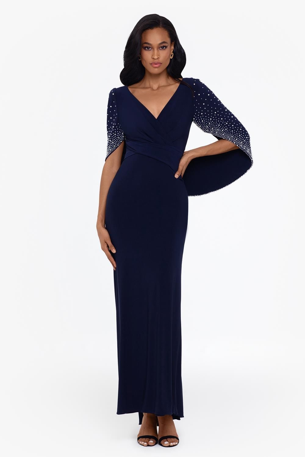 Beaded Sleeve Long Sleeve Drape Back Dress sold by Lord & Taylor
