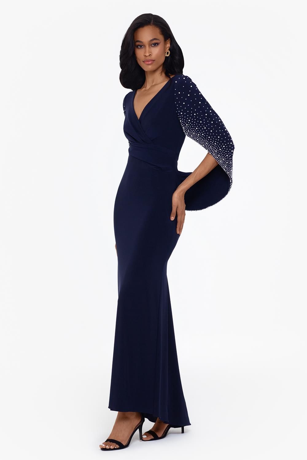 Beaded Sleeve Long Sleeve Drape Back Dress sold by Lord & Taylor product image thumbnail 2