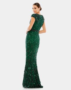 Embellished V Neck Cap Sleeve Gown sold by Lord & Taylor