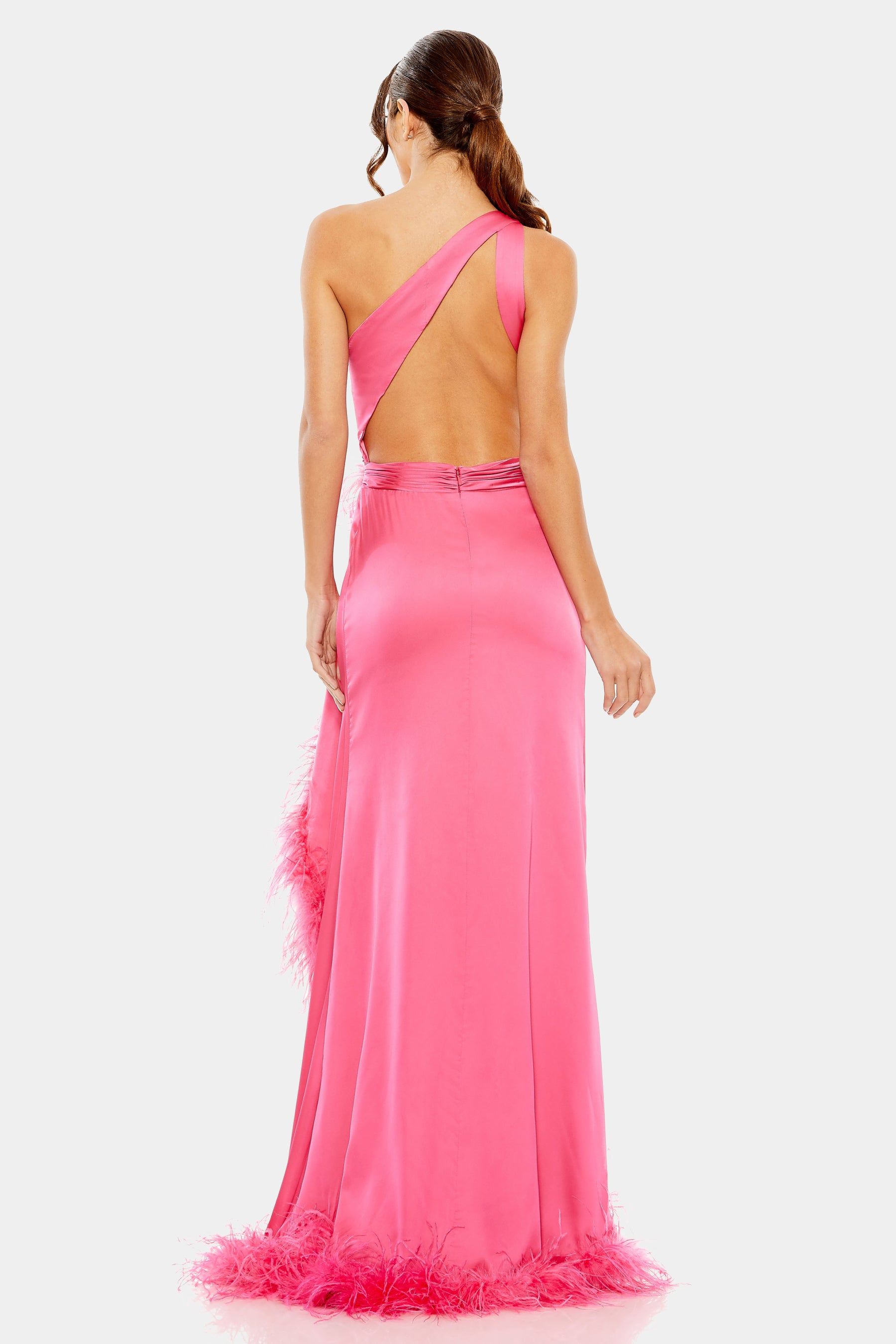 One Shoulder Key Hold Detail Feather Lining Gown sold by Lord & Taylor product image thumbnail 3