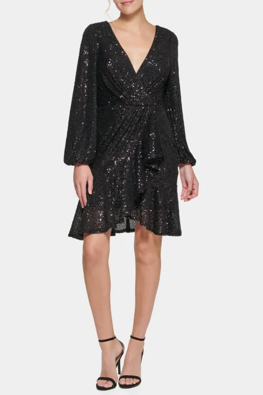 Mock Wrap Sequin Dress sold by Lord & Taylor
