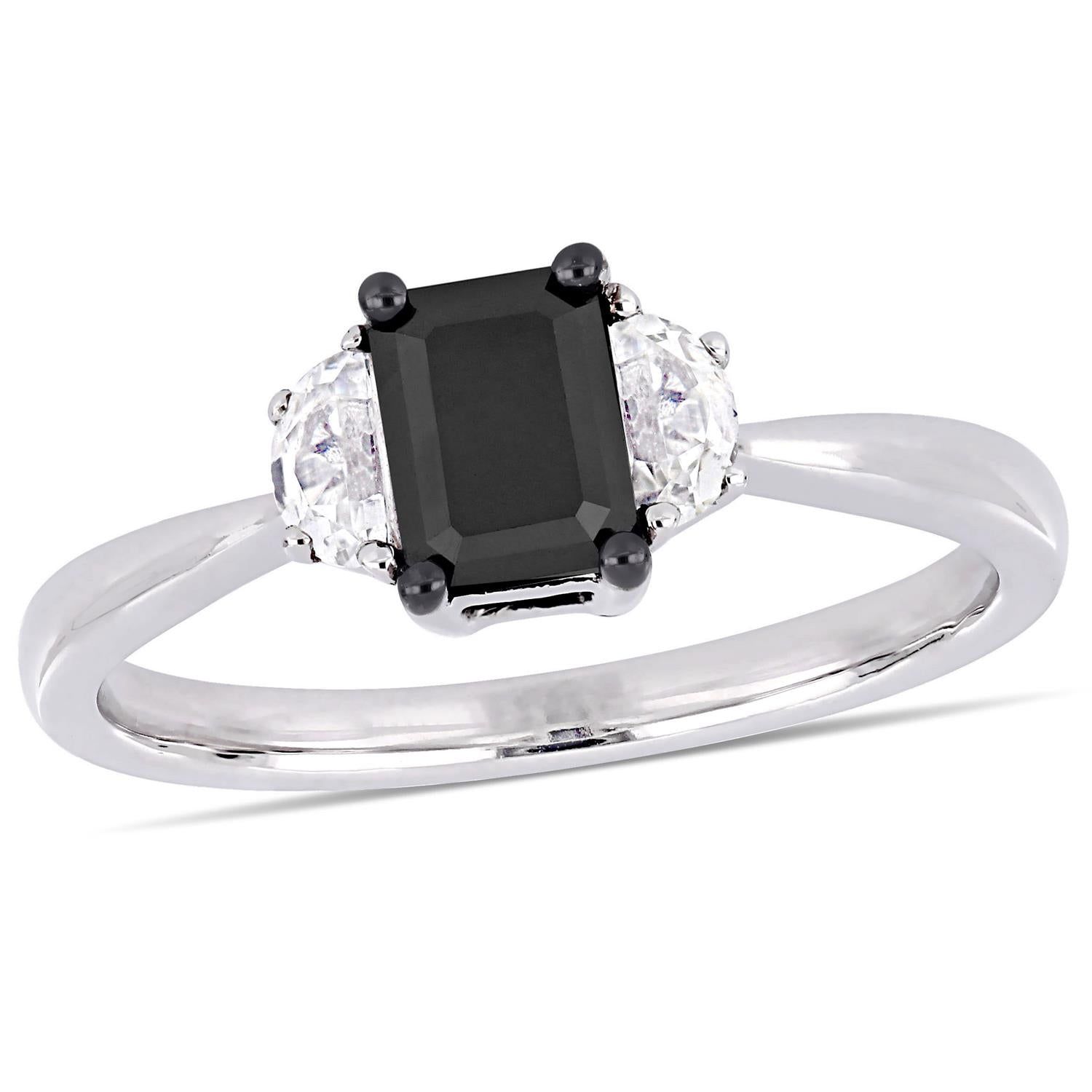 10k White Gold Black Diamond and White Sapphire Ring sold by Lord & Taylor