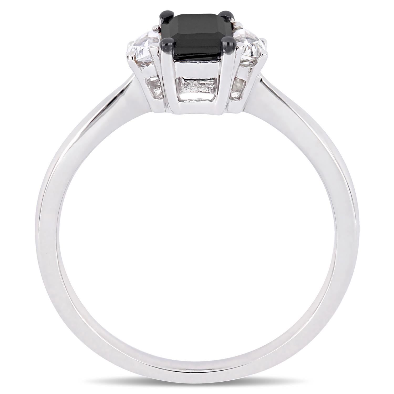 10k White Gold Black Diamond and White Sapphire Ring sold by Lord & Taylor product image thumbnail 2