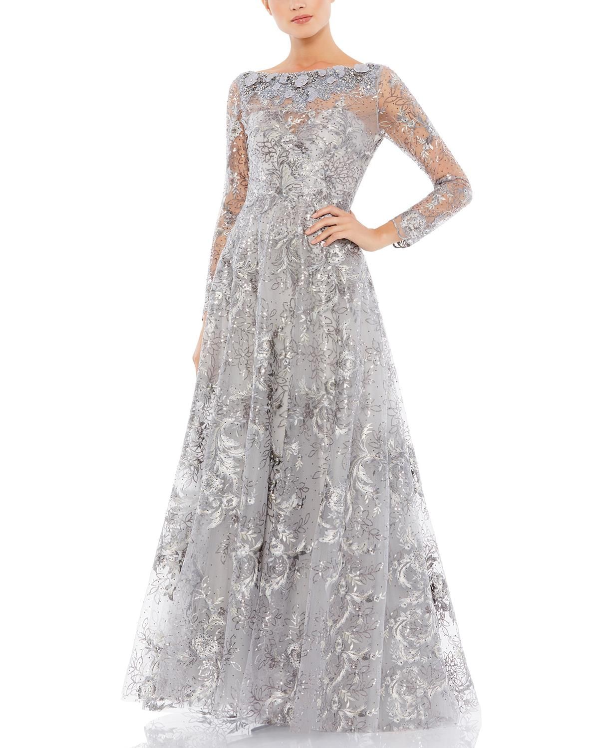 Long Sleeve A-Line Gown sold by Lord & Taylor product image thumbnail 5