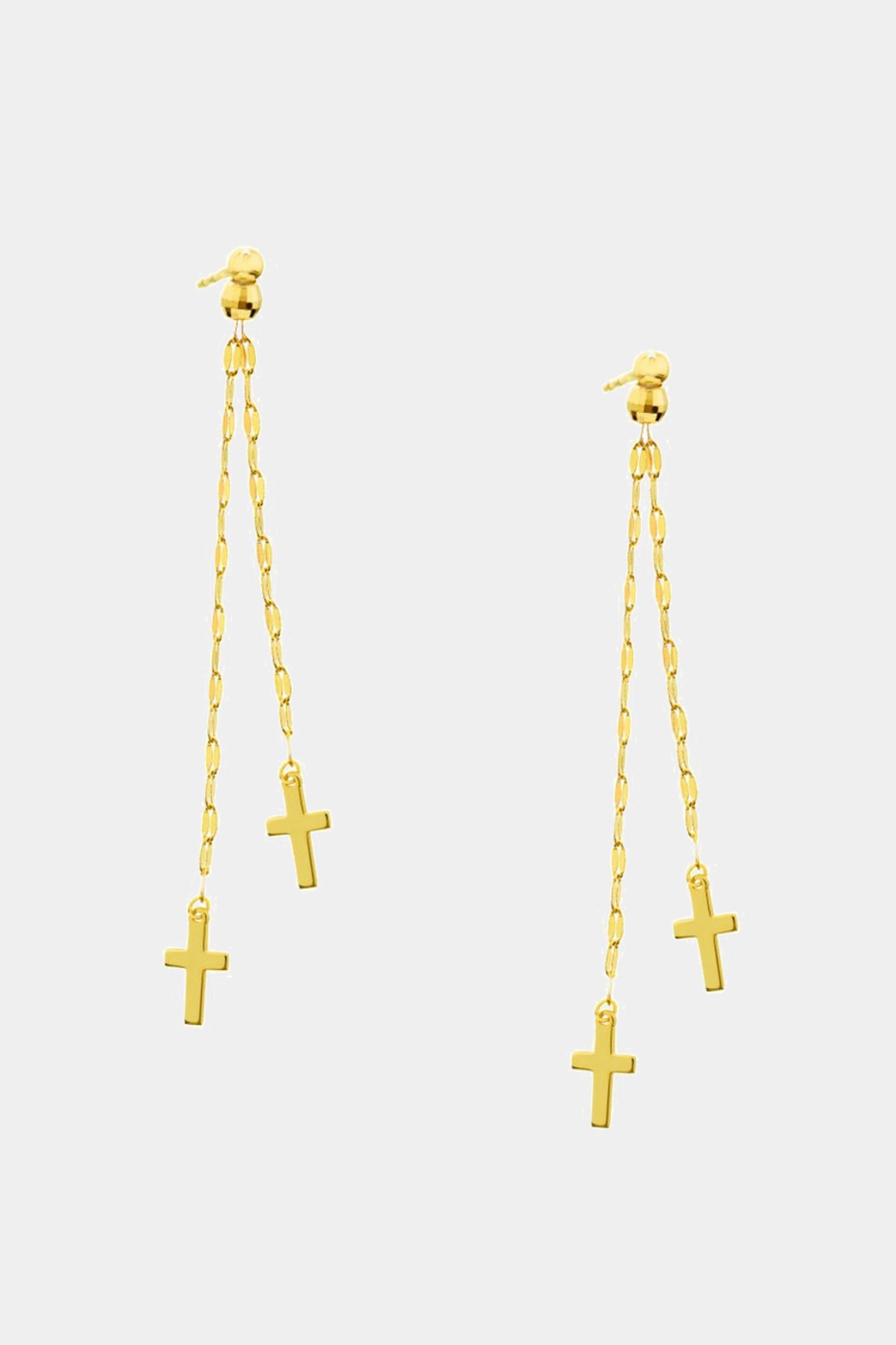 Polished Double Strand Dangle Cross Earrings sold by Lord & Taylor