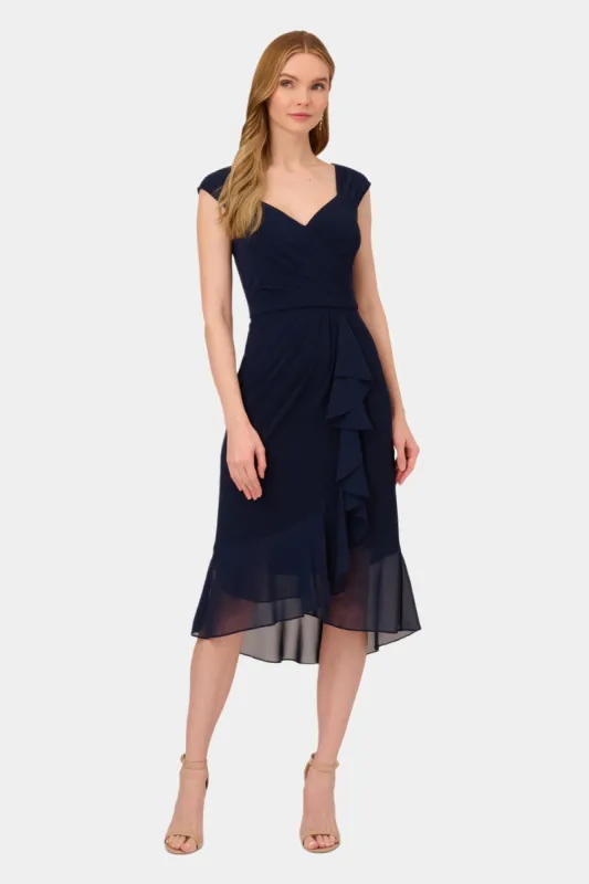 Flounce Hem Pleated Detail Drape Dress sold by Lord & Taylor