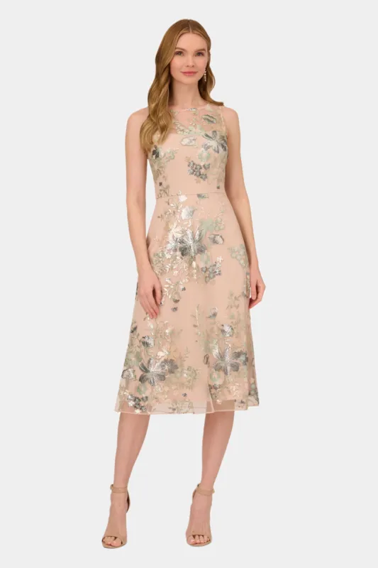 Sleeveless Foil Embroidery Midi Dress sold by Lord & Taylor