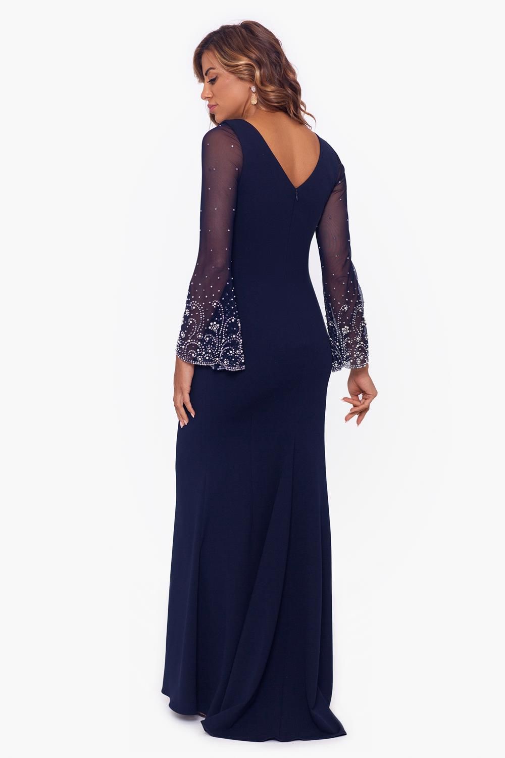 Crepe Beaded Mesh Sleeve Dress sold by Lord & Taylor product image thumbnail 3