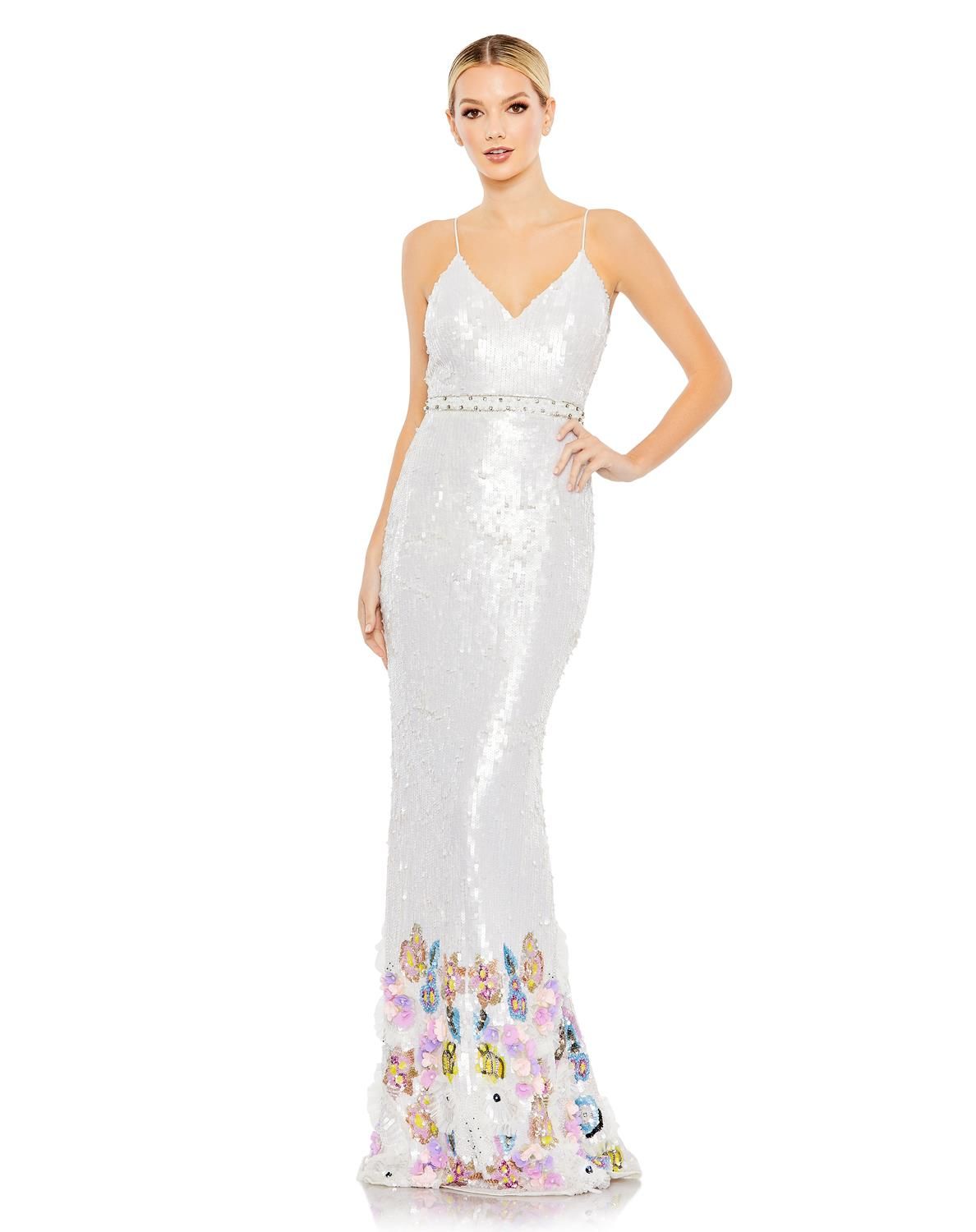 Sequined V Neck Flutter Sleeve Tea Length Dress sold by Lord & Taylor product image thumbnail 5