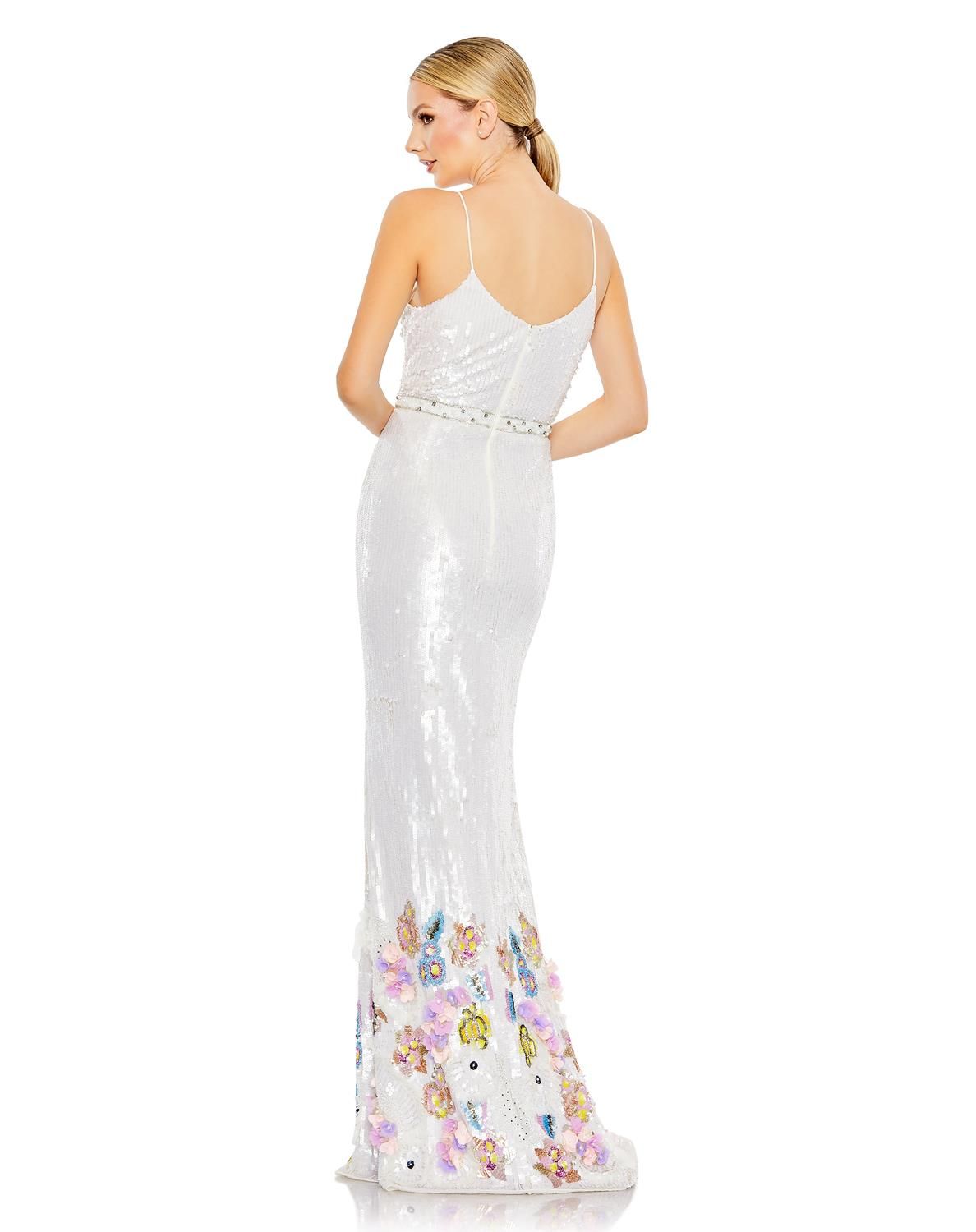 Sequined V Neck Flutter Sleeve Tea Length Dress sold by Lord & Taylor product image thumbnail 2