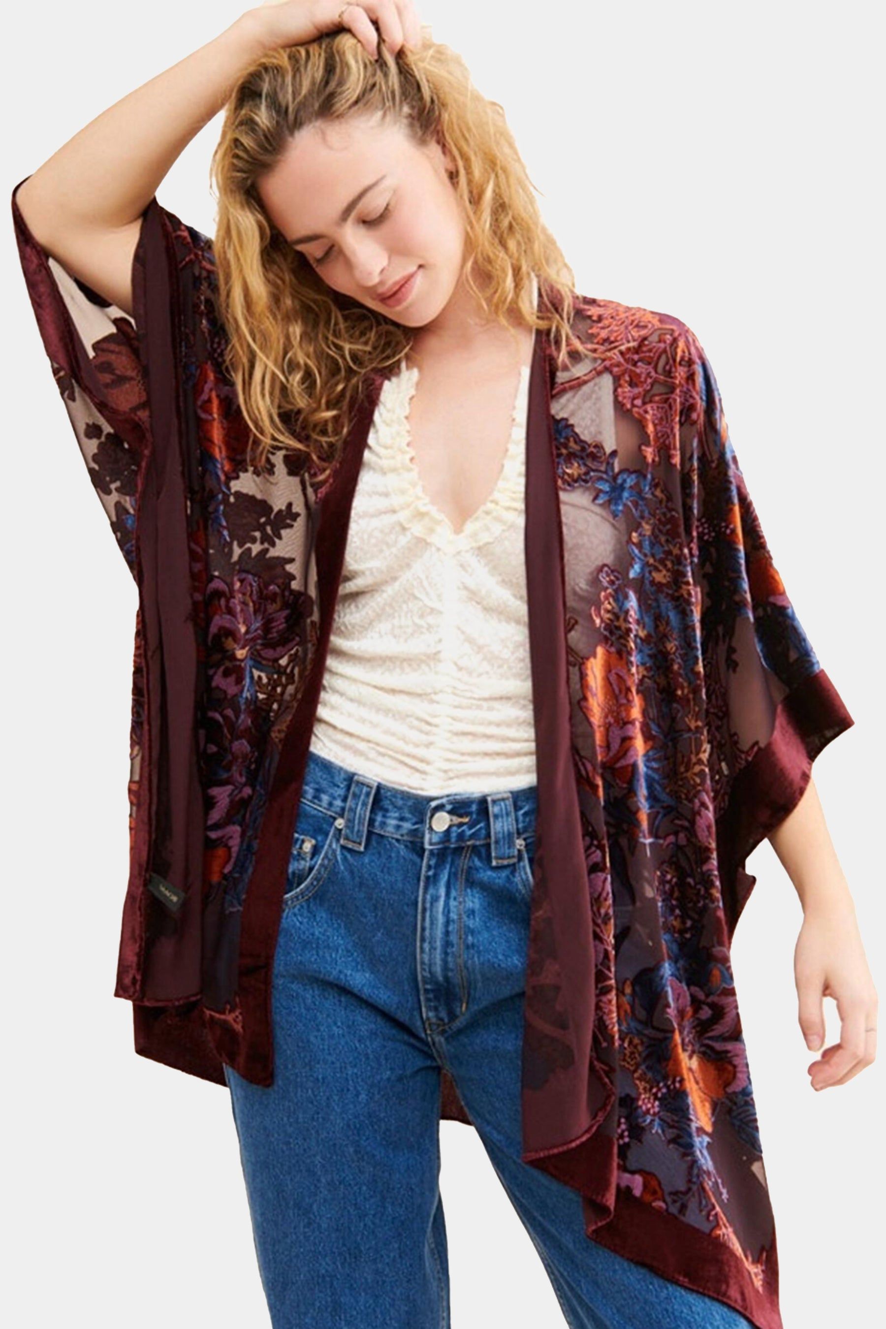 Ione Velvet Burnout Kimono sold by Lord & Taylor