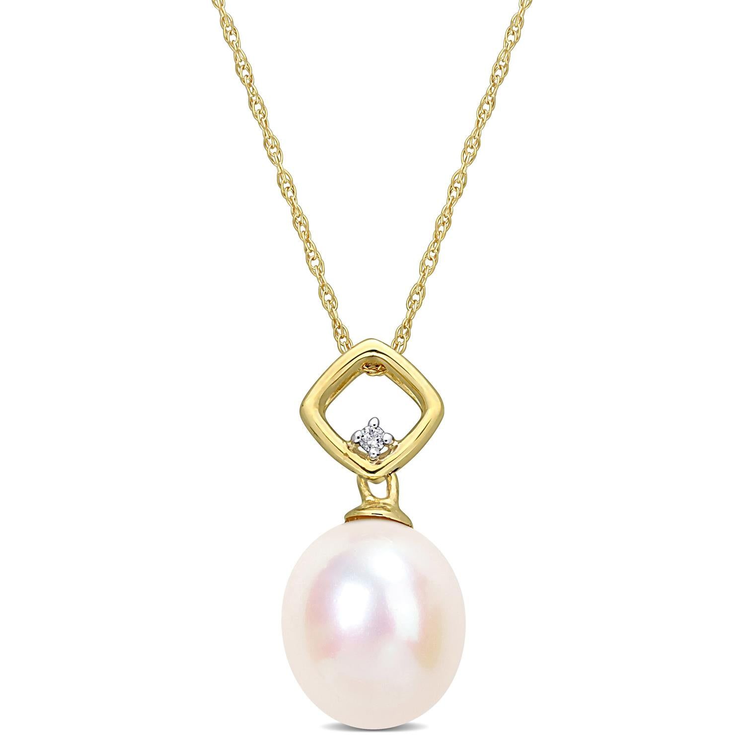 Cultured Freshwater Pearl and Diamond Necklace sold by Lord & Taylor
