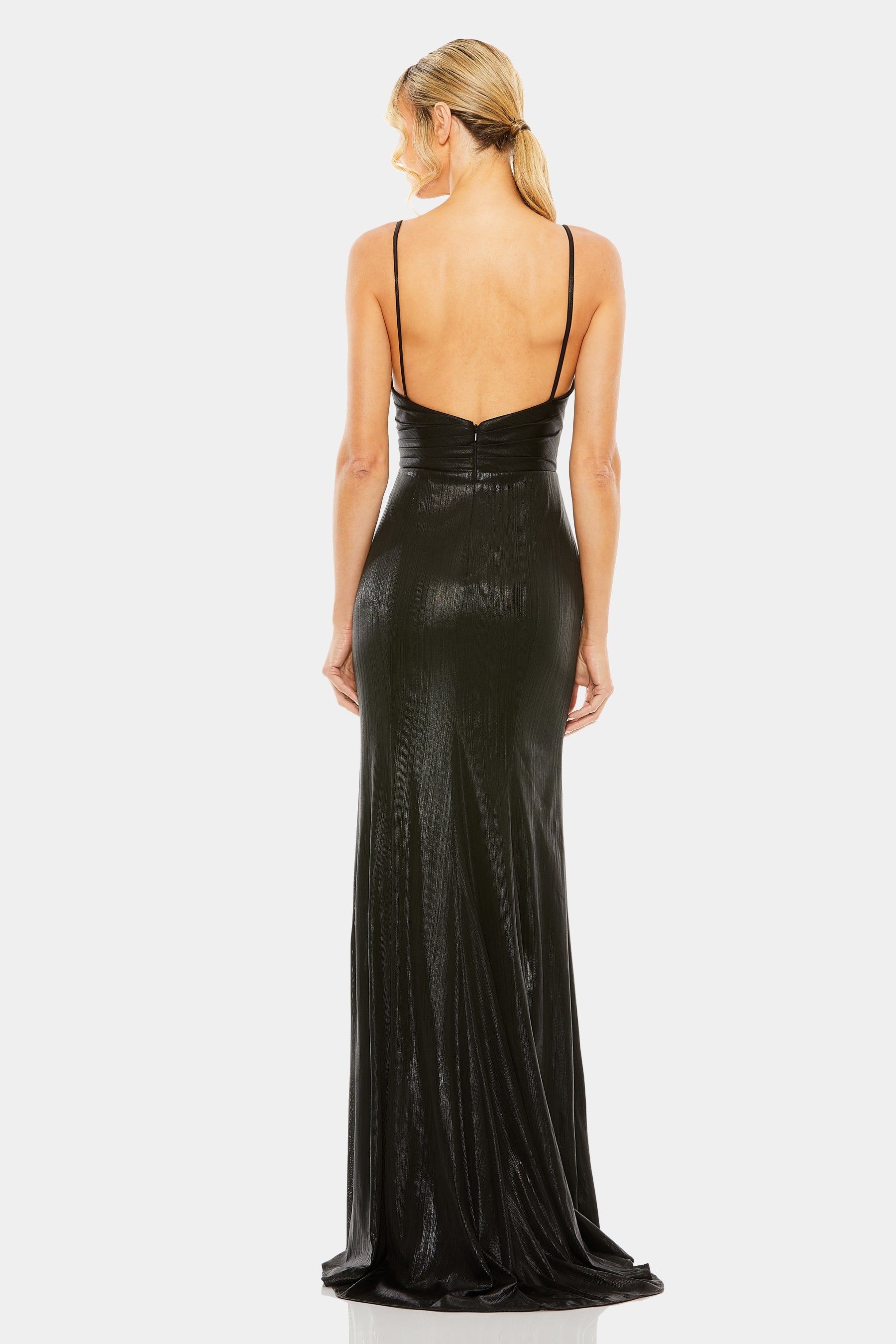 Metallic Faux Wrap Spaghetti Strap Gown sold by Lord & Taylor product image thumbnail 2