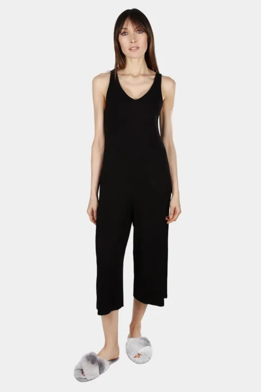 V-Neck Luxe Ribbed Fitted Capri Romper sold by Lord & Taylor