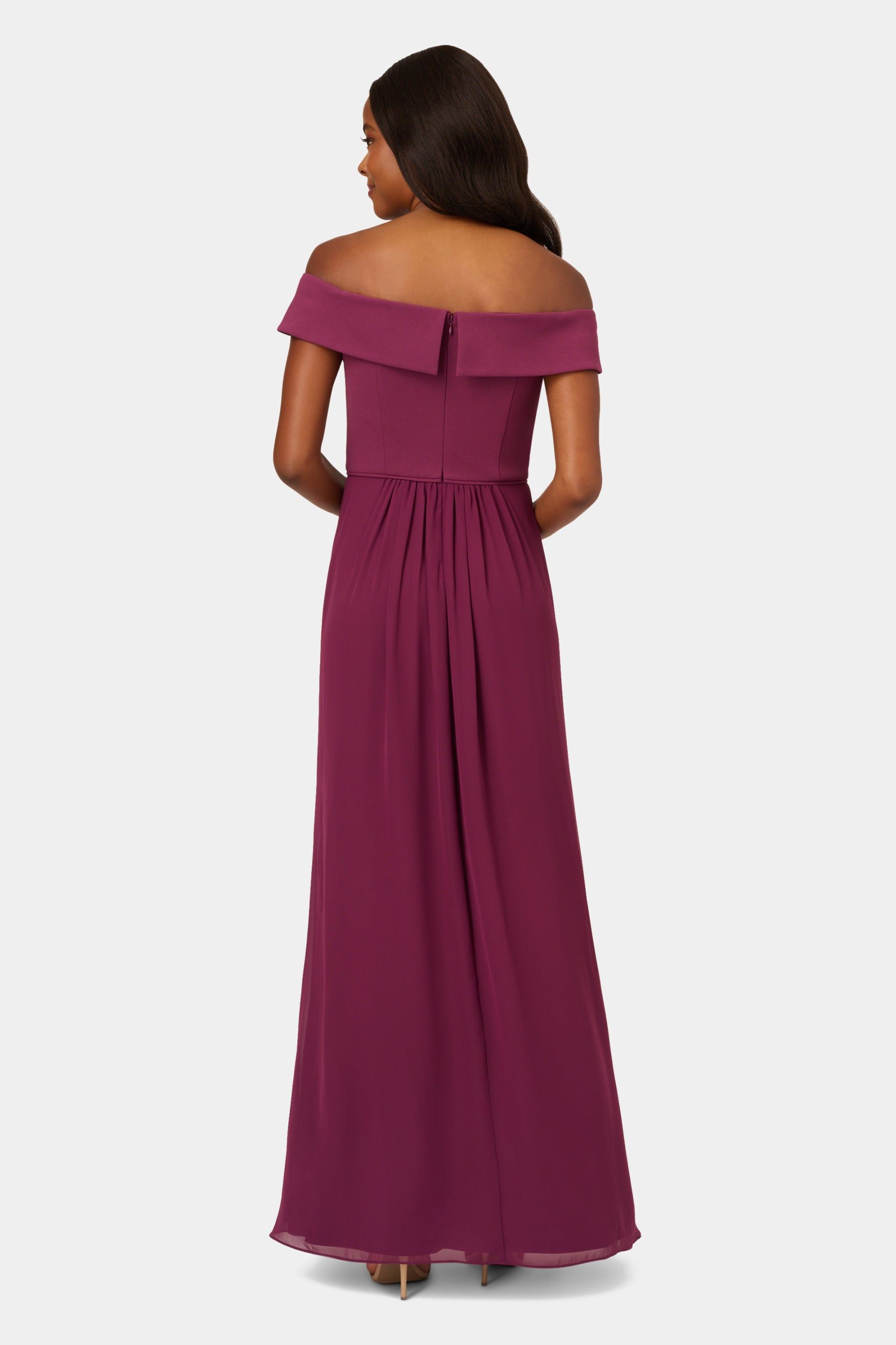 Off the Shoulder Crepe Chiffon Gown sold by Lord & Taylor product image thumbnail 3