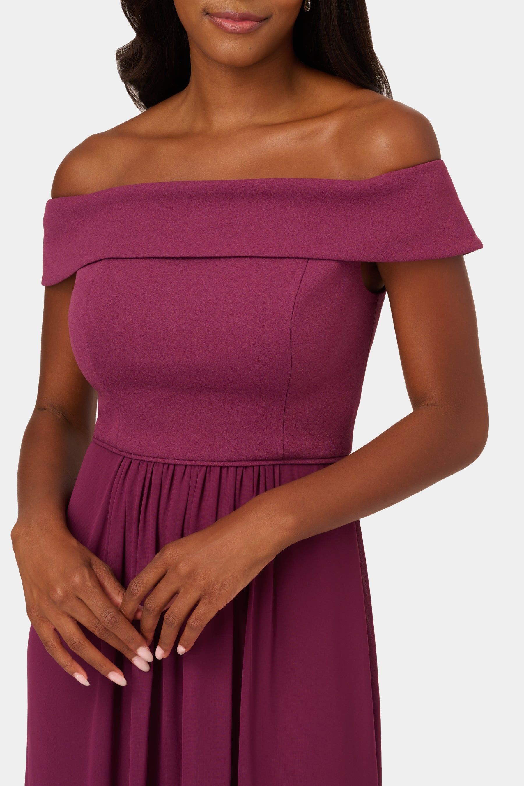 Off the Shoulder Crepe Chiffon Gown sold by Lord & Taylor product image thumbnail 2