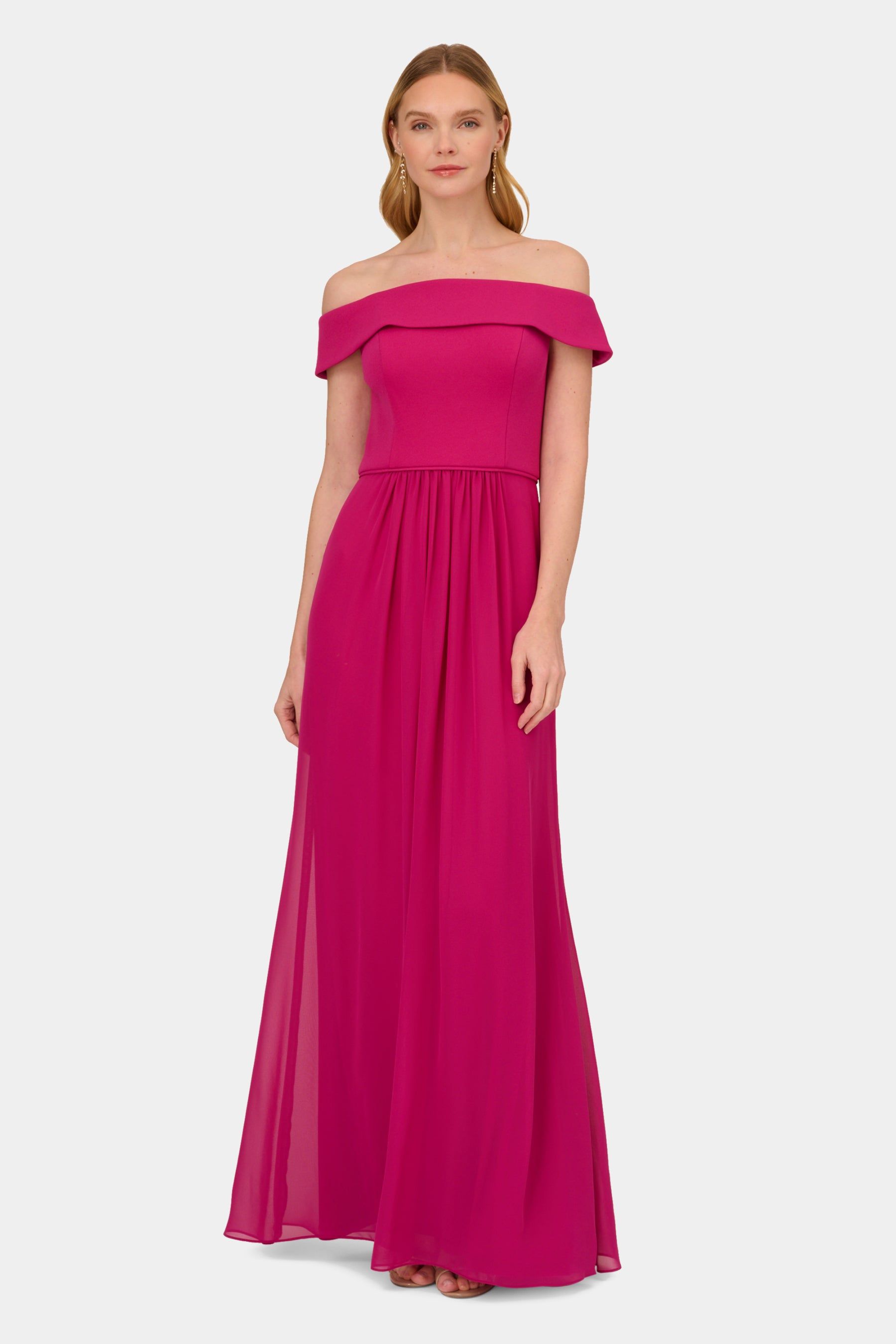 Off the Shoulder Crepe Chiffon Gown sold by Lord & Taylor product image thumbnail 5
