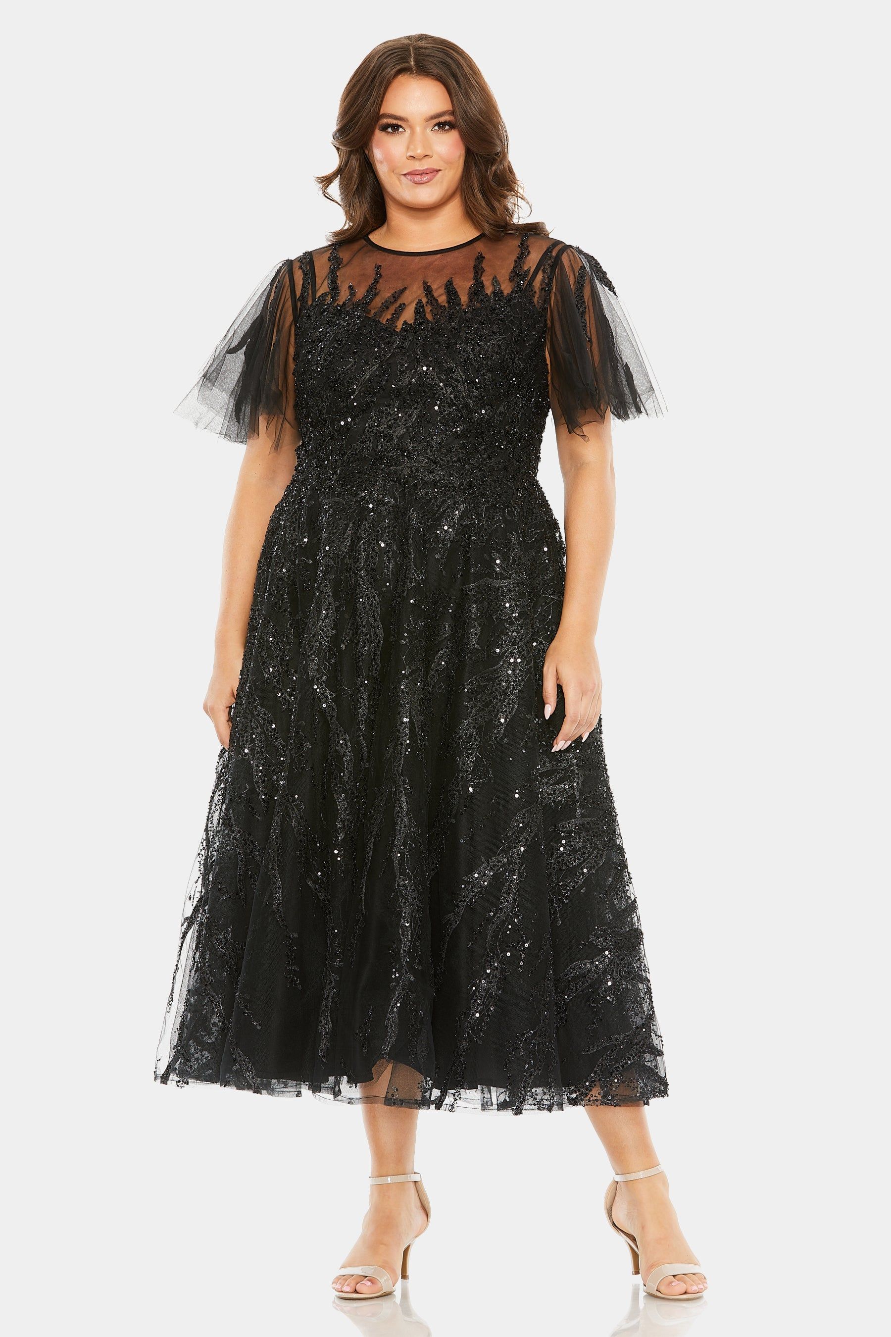 High Neck Flutter Sleeve A Line Embellished Dress sold by Lord & Taylor product image thumbnail 4