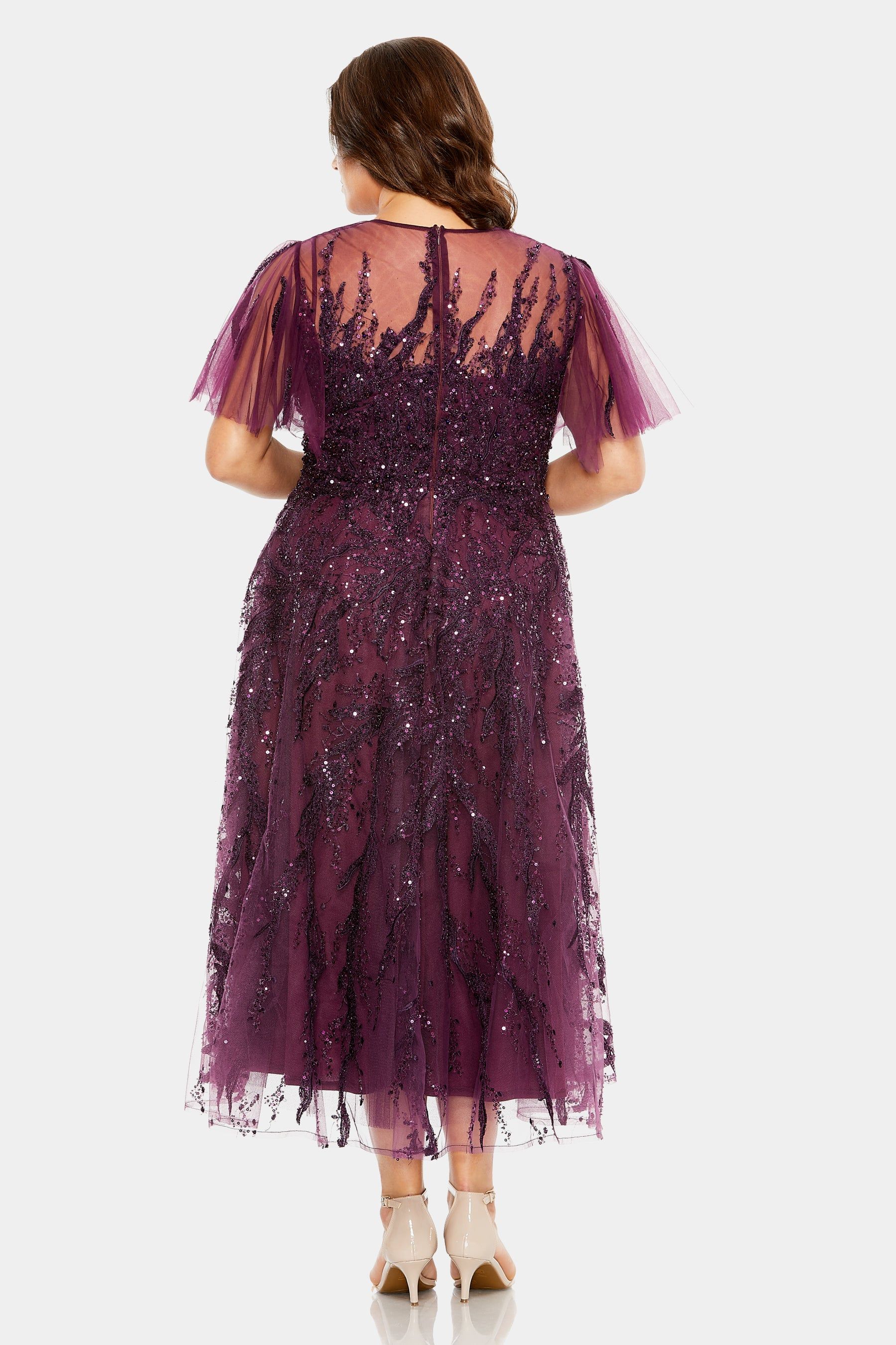 High Neck Flutter Sleeve A Line Embellished Dress sold by Lord & Taylor product image thumbnail 8