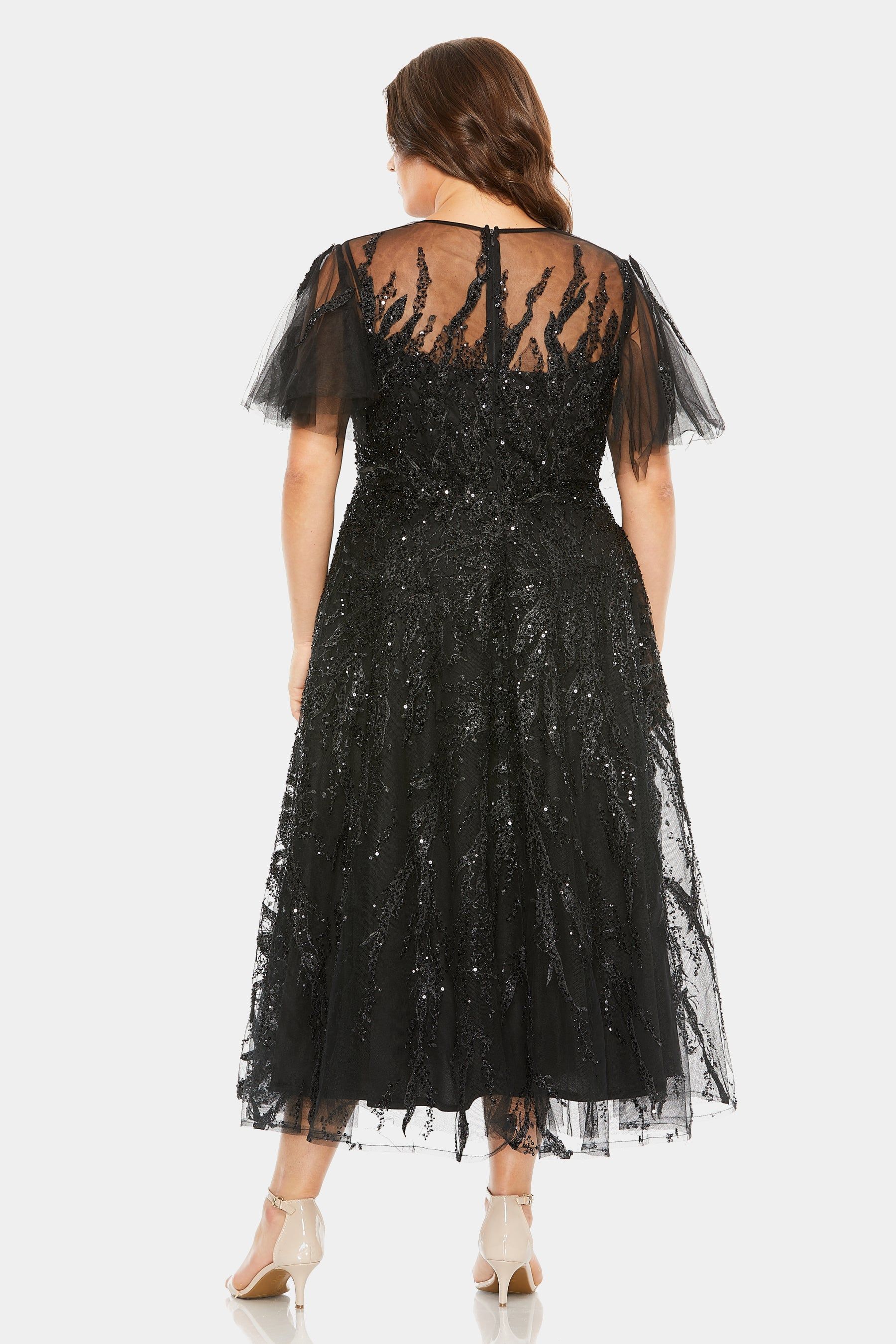 High Neck Flutter Sleeve A Line Embellished Dress sold by Lord & Taylor product image thumbnail 3