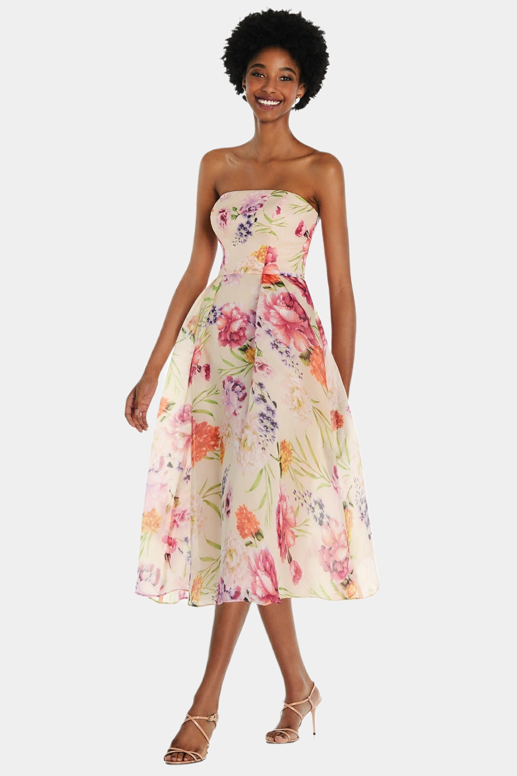 Strapless Organdy Midi Dress sold by Lord & Taylor
