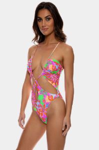 Drawstring Plunge Neck Monokini sold by Lord & Taylor