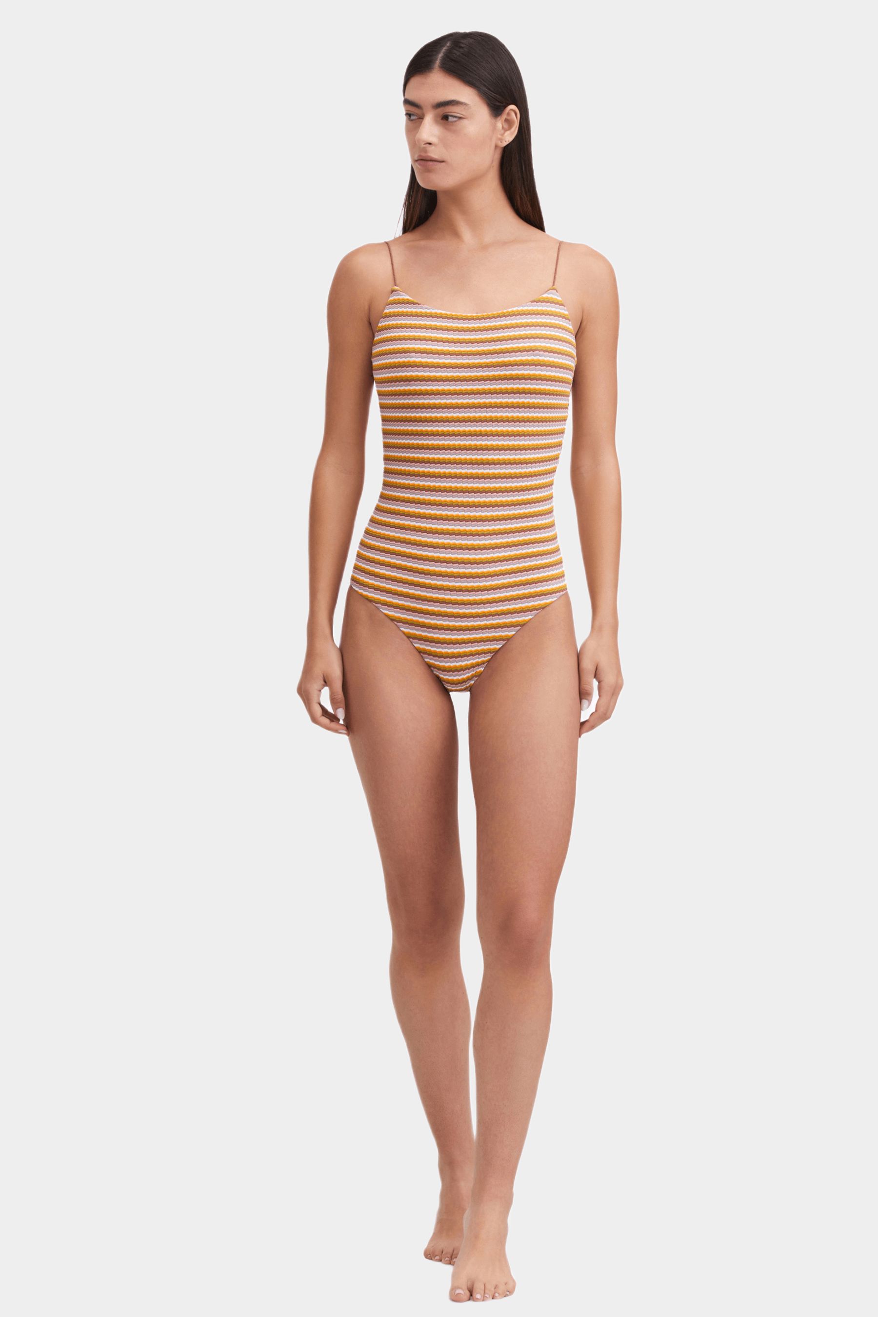 Texture Stripe Classic One Piece With Low Back sold by Lord & Taylor