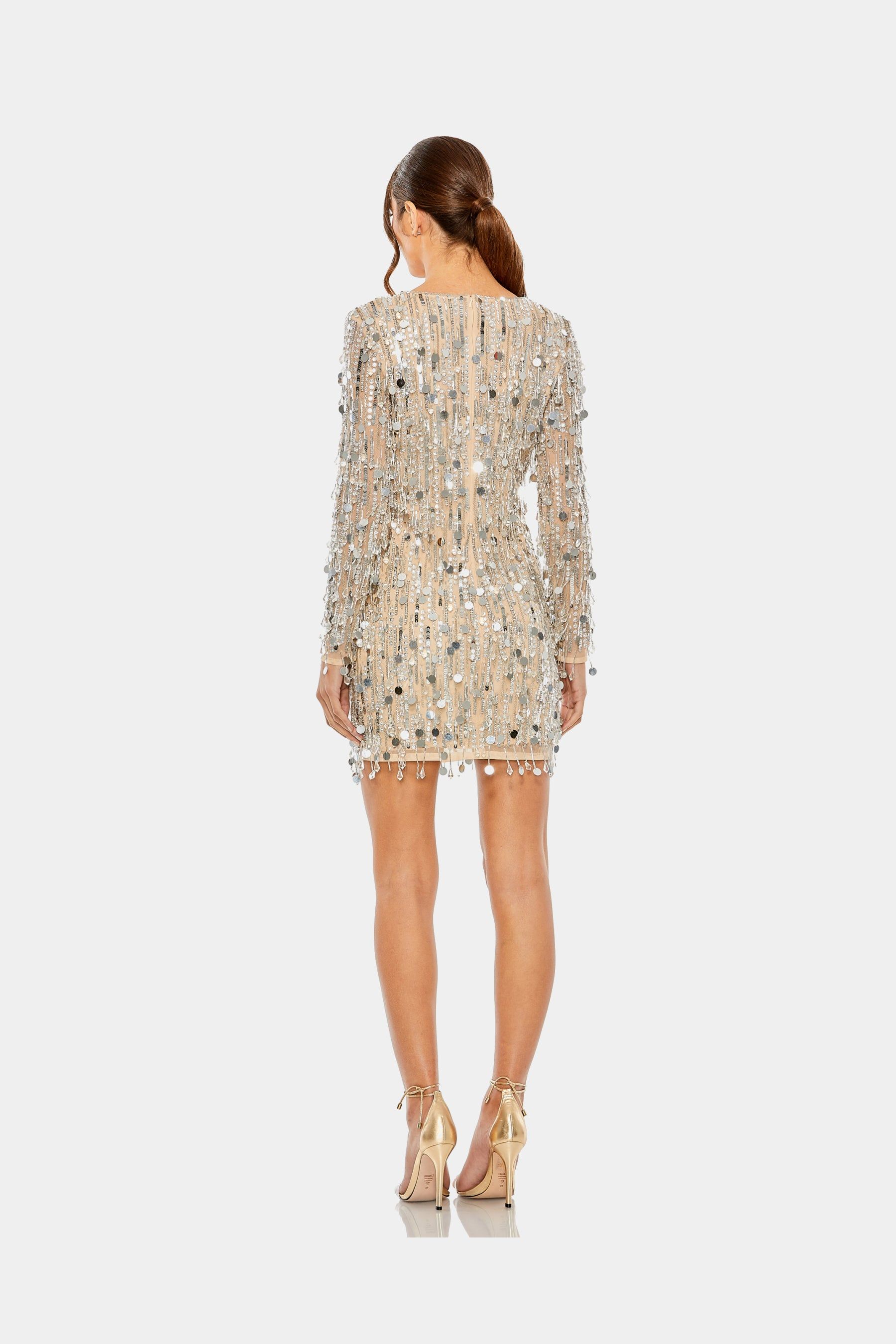 Embellished Fringe Deep V Neck Mini Dress sold by Lord & Taylor product image thumbnail 2