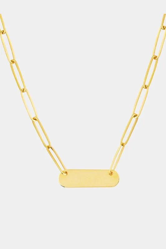 Rounded Engravable Bar Paper Clip Necklace sold by Lord & Taylor