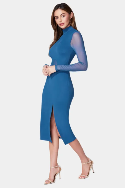 Long Sleeve Mesh Inset Midi Dress sold by Lord & Taylor