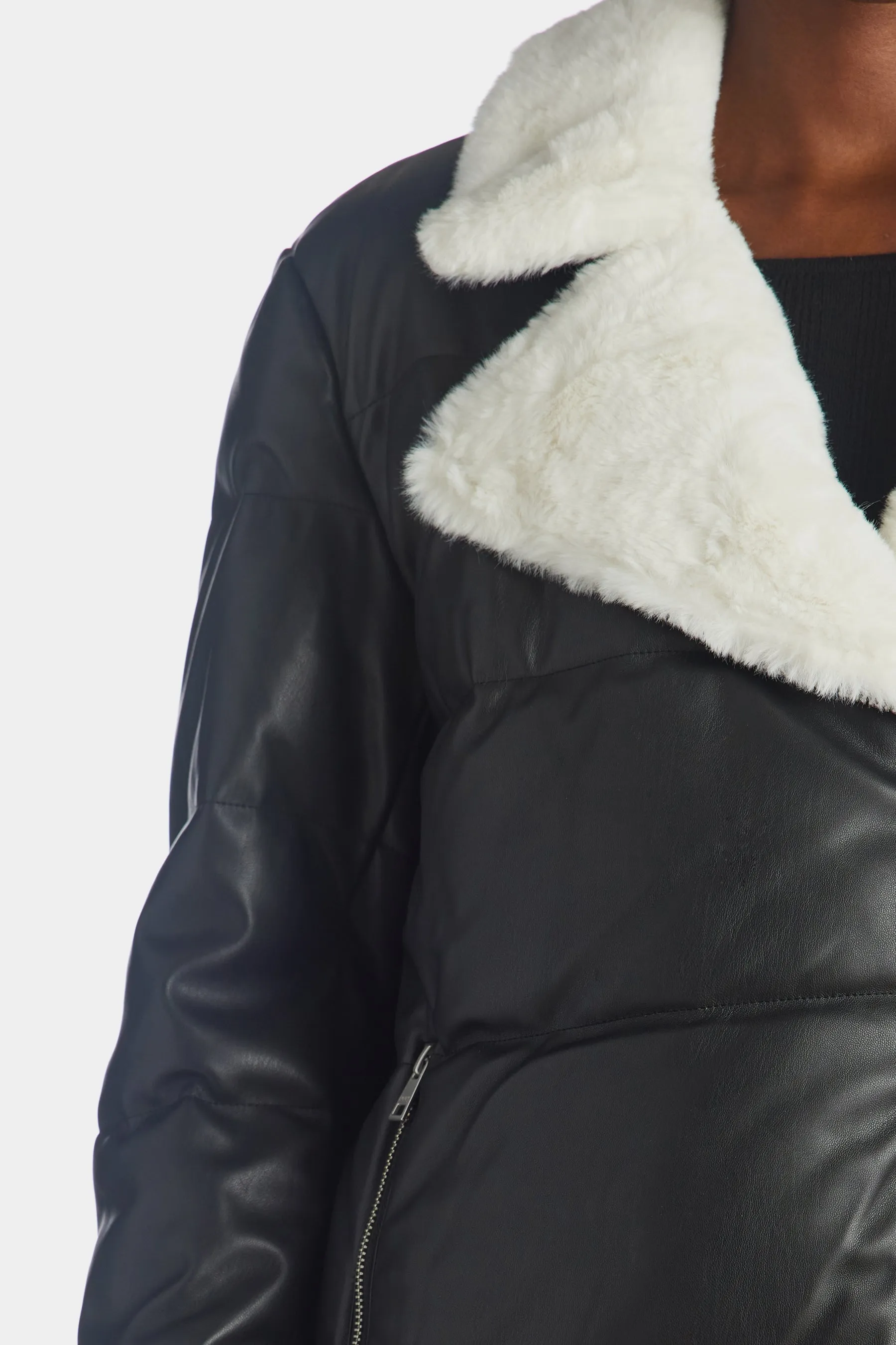 Asymmetrical Vegan Leather Moto Puffer sold by Lord & Taylor product image thumbnail 4