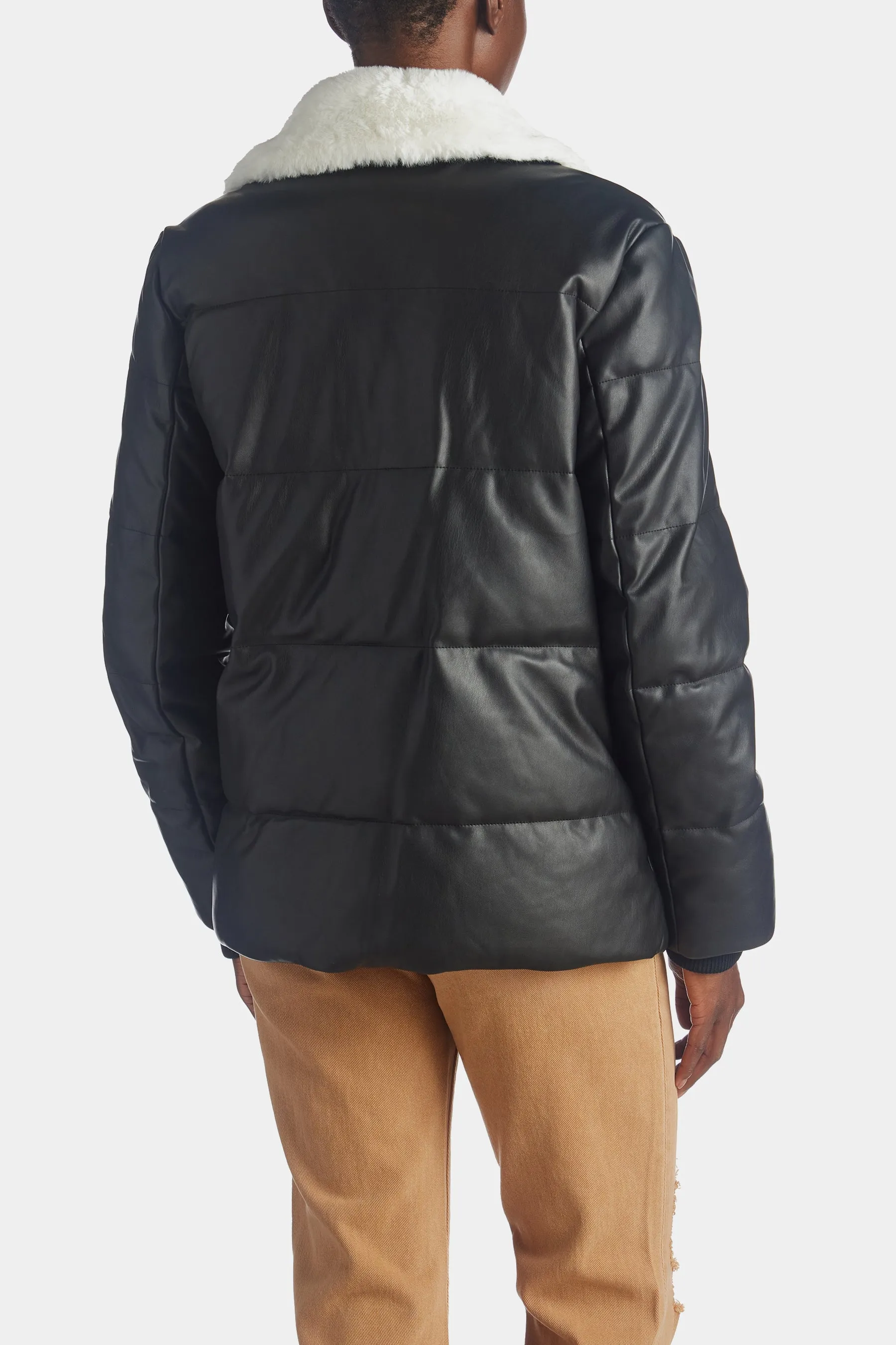 Asymmetrical Vegan Leather Moto Puffer sold by Lord & Taylor product image thumbnail 5