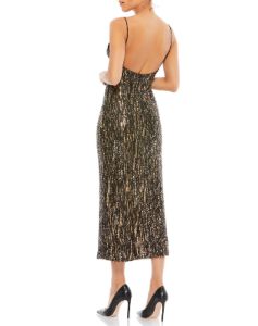 Sequined Metallic V-Neck Midi Dress sold by Lord & Taylor