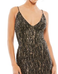 Sequined Metallic V-Neck Midi Dress sold by Lord & Taylor