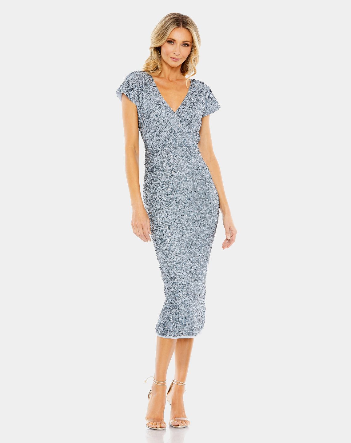 Sequined Short Sleeve Wrap Over Cocktail Dress sold by Lord & Taylor product image thumbnail 2